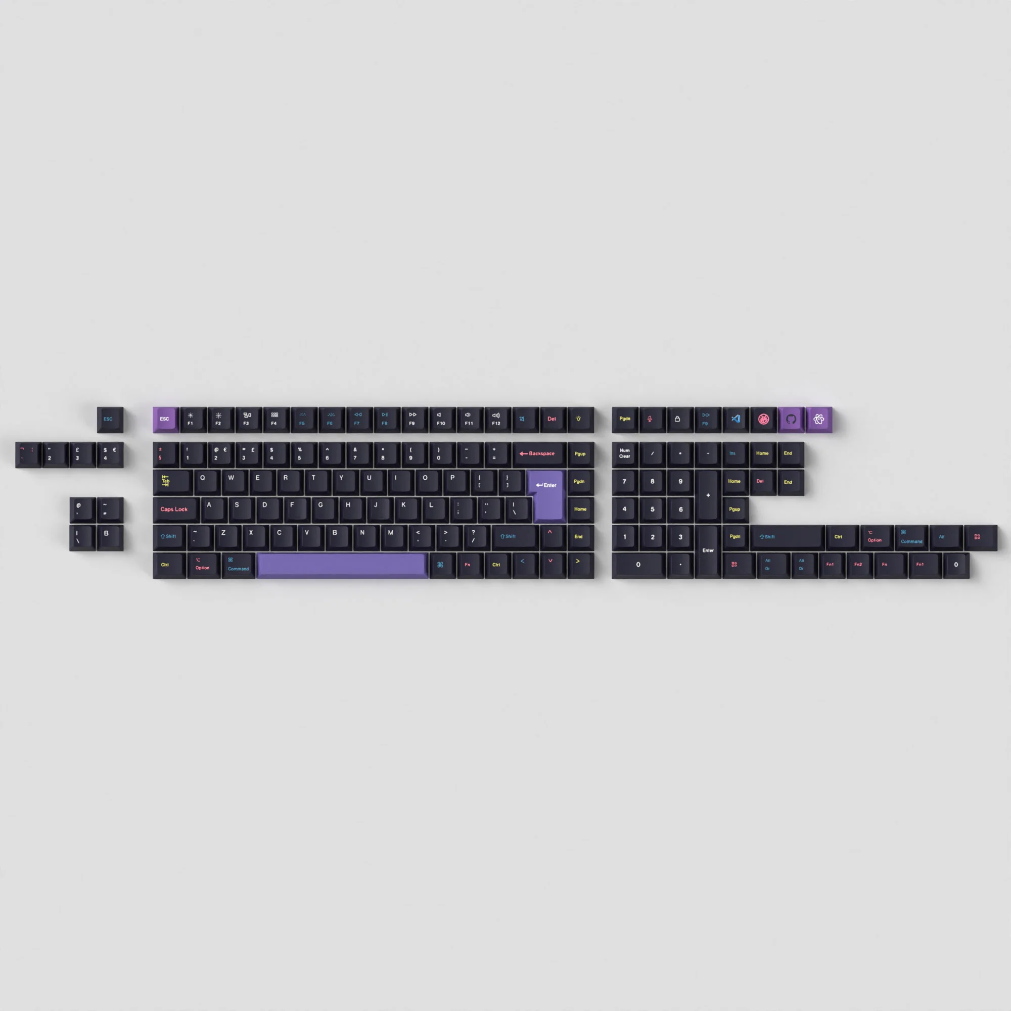 ISO Cherry Profile Dye-Sub PBT Komplet Keycap-sæt - Developer