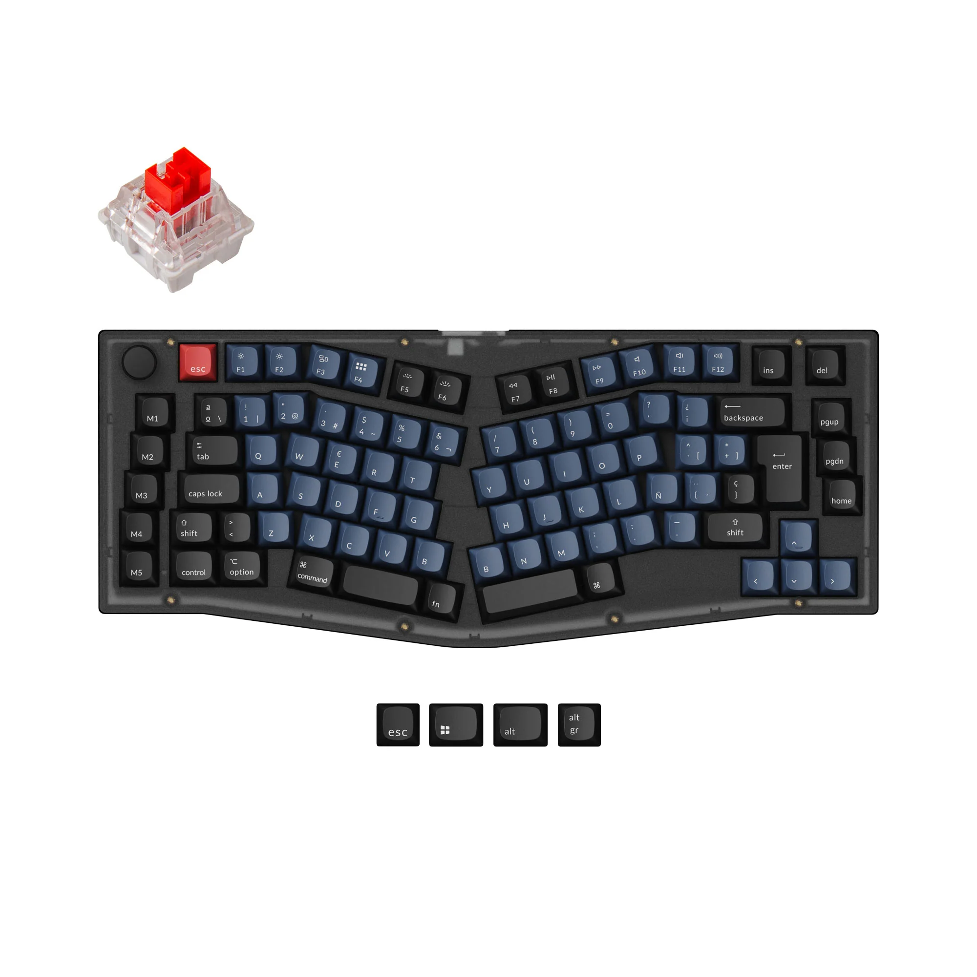 Coleção de Teclado Mecânico Personalizado QMK Keychron V10 (Layout Alice) com Layout ISO