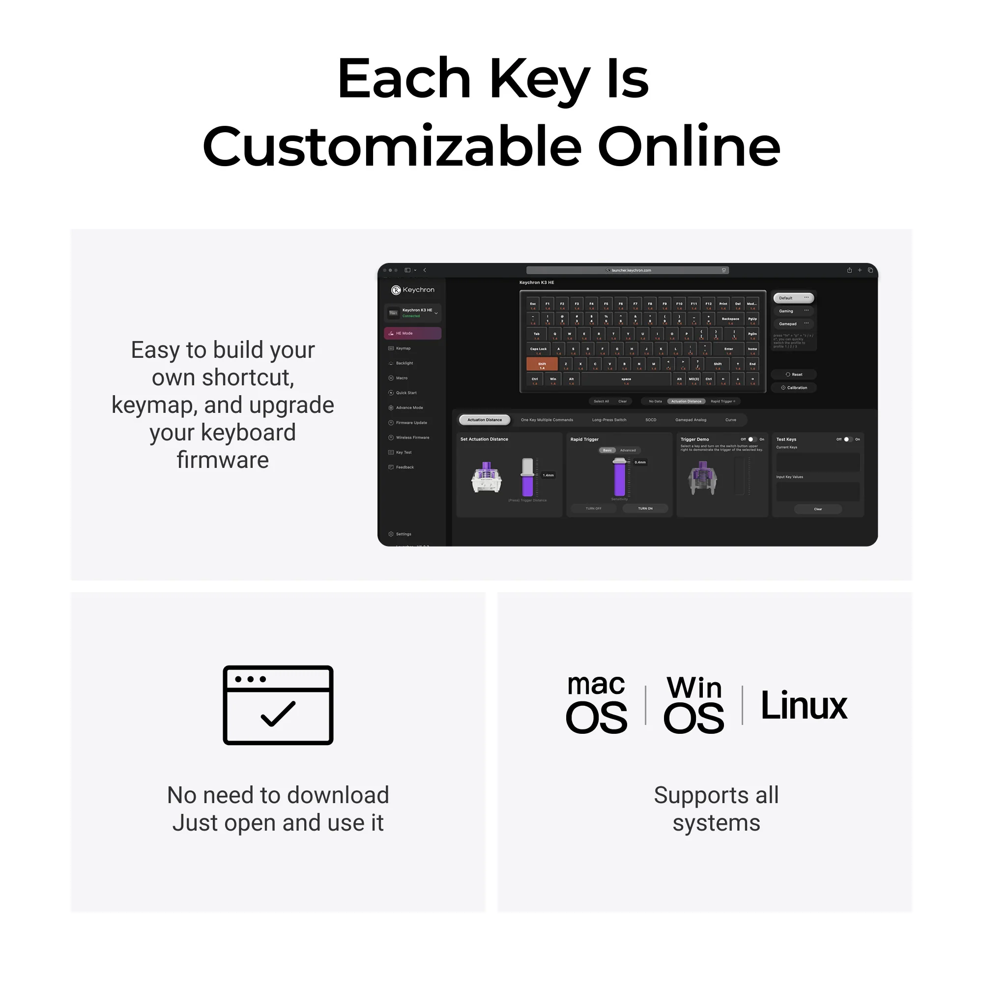 Teclado Personalizado Sem Fio Keychron K3 HE com Interruptores Magnéticos