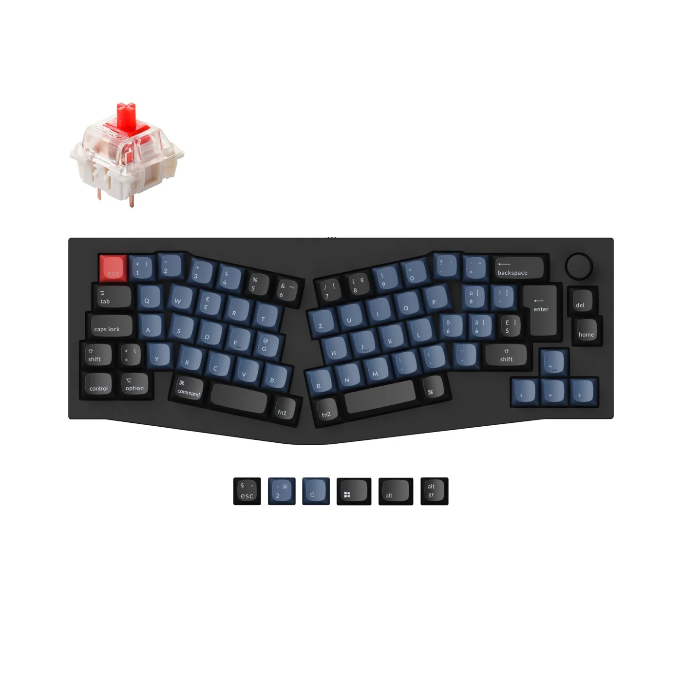 Teclado Mecânico Personalizado QMK Keychron Q8 (Layout Alice) - Coleção de Layout ISO