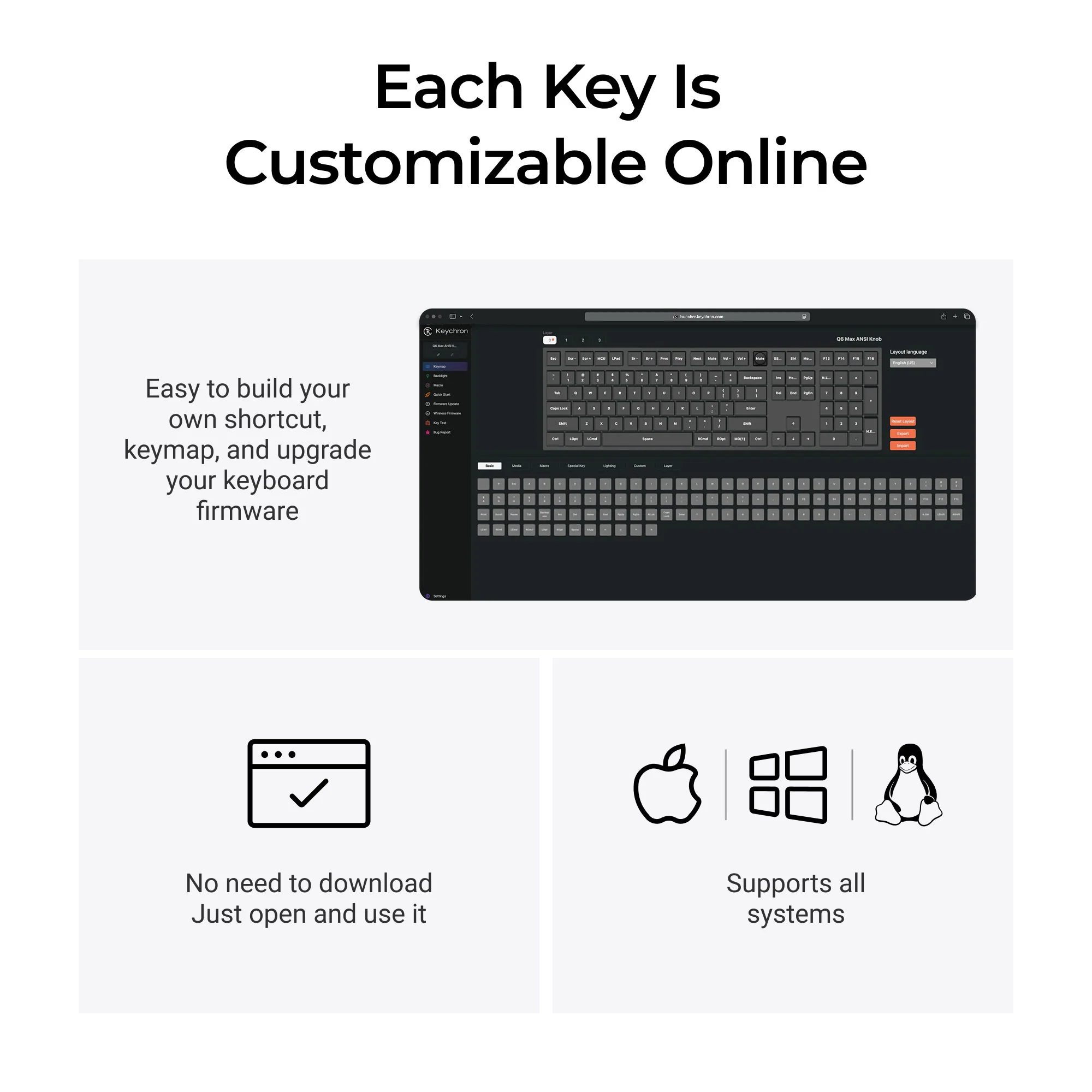 Keychron Q6 Max QMK/VIA langaton mukautettu mekaaninen näppäimistö