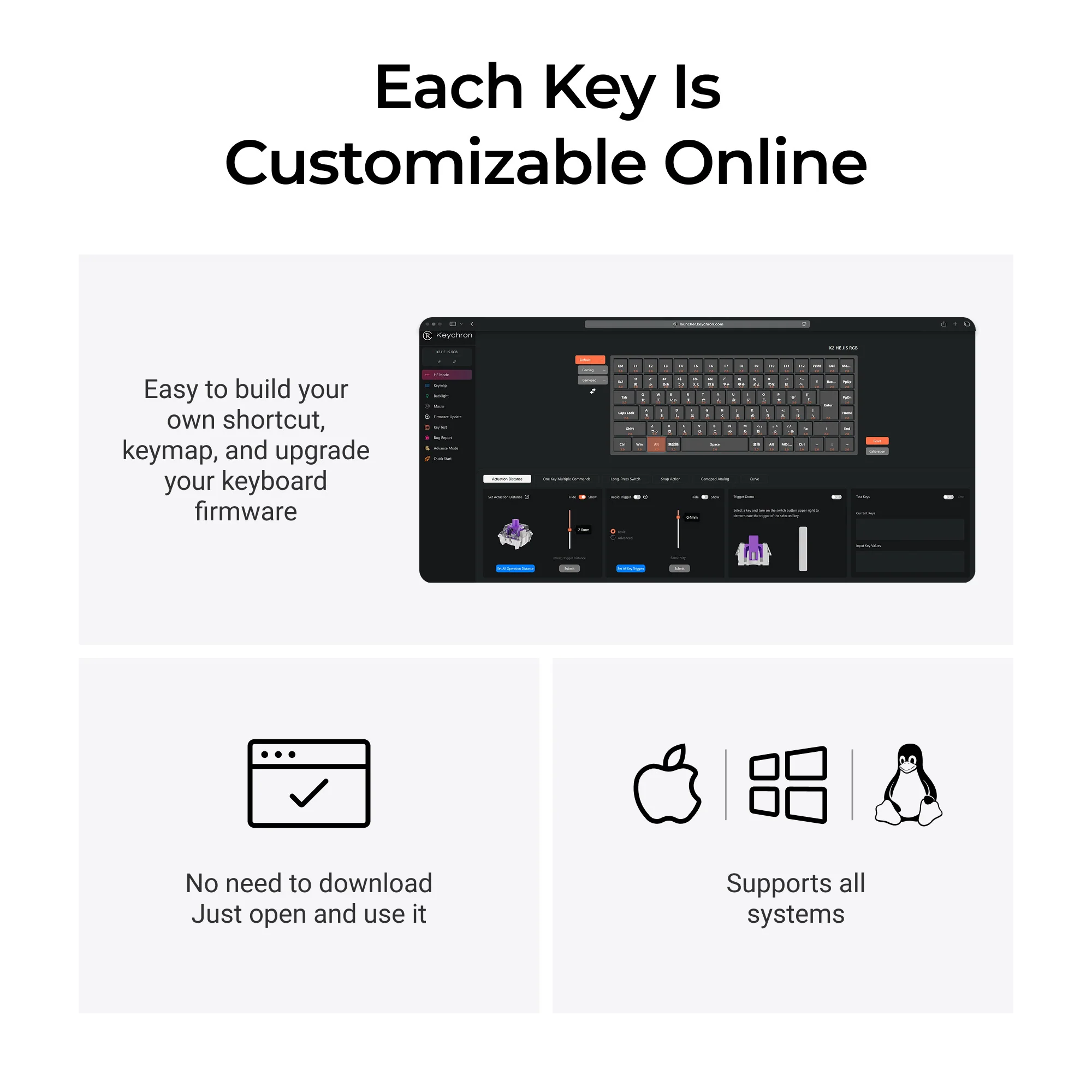 Keychron K2 HE langaton mukautettava magneettikytkinnäppäimistö (Japanin JIS-asettelu)