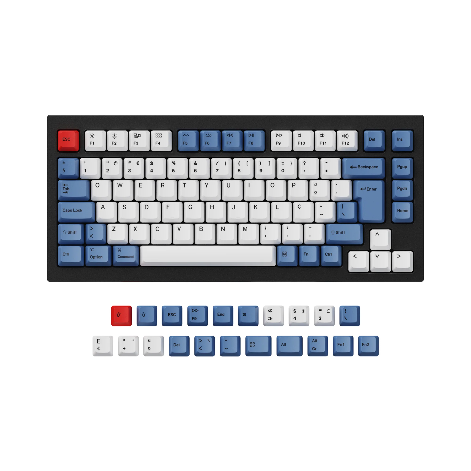ISO & ANSI Q1 & Q1 Pro & Q2 & Q2 Pro & V1 & V2 & K2 & K2 Pro OEM Dye-Sub PBT Keycap Set - Blue