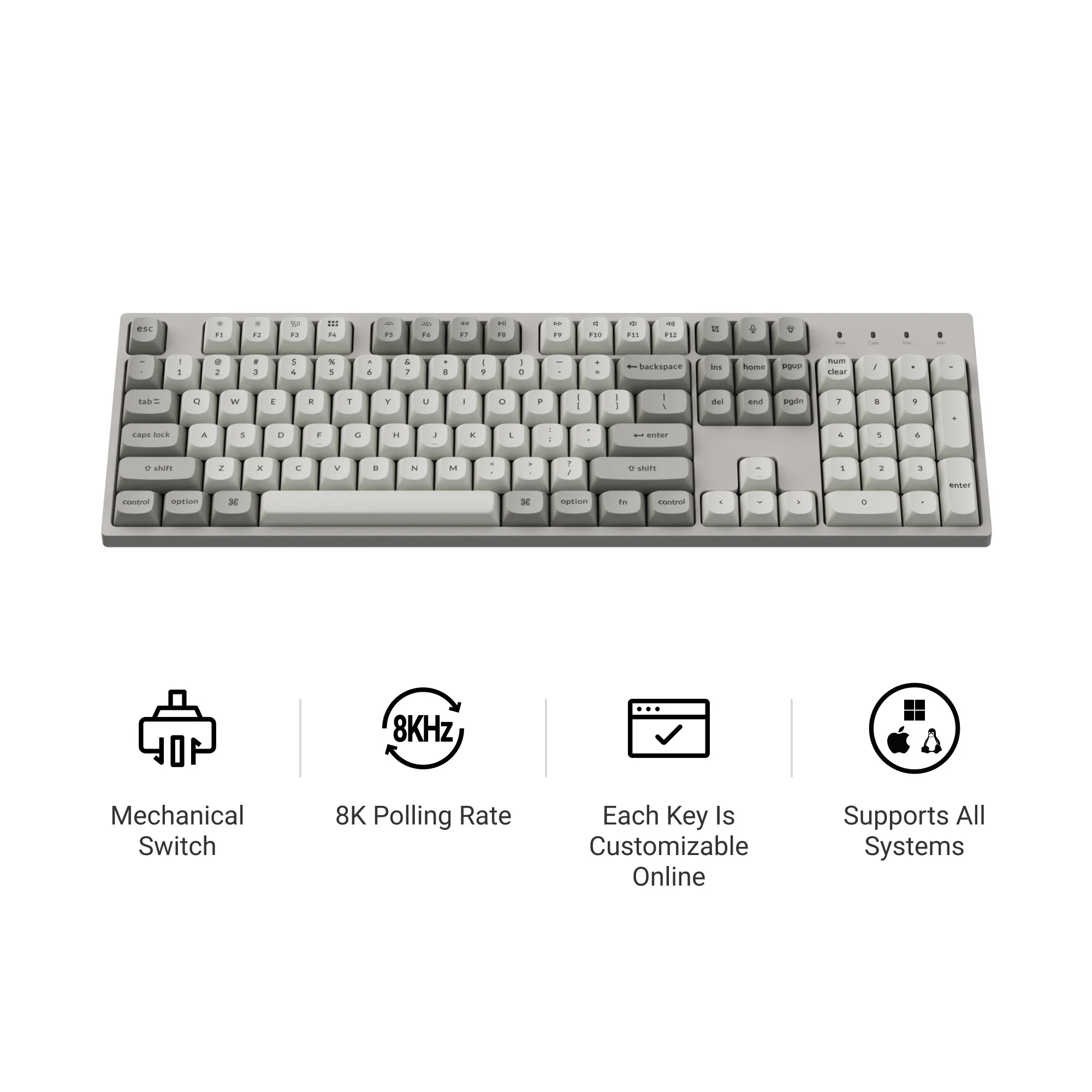 Keychron C2 Pro 8K Clavier mécanique filaire personnalisé QMK