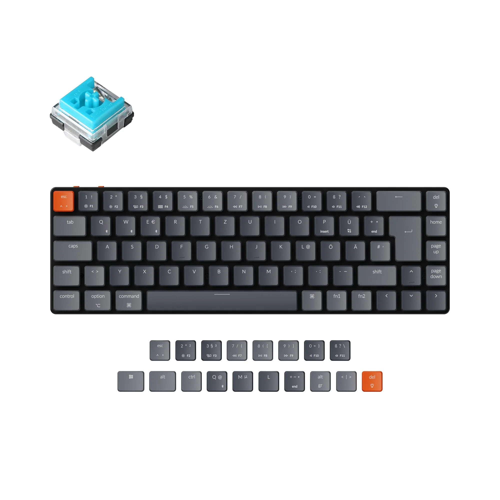 Clavier mécanique sans fil ultra-mince Keychron K7 (layout ISO-DE allemand)