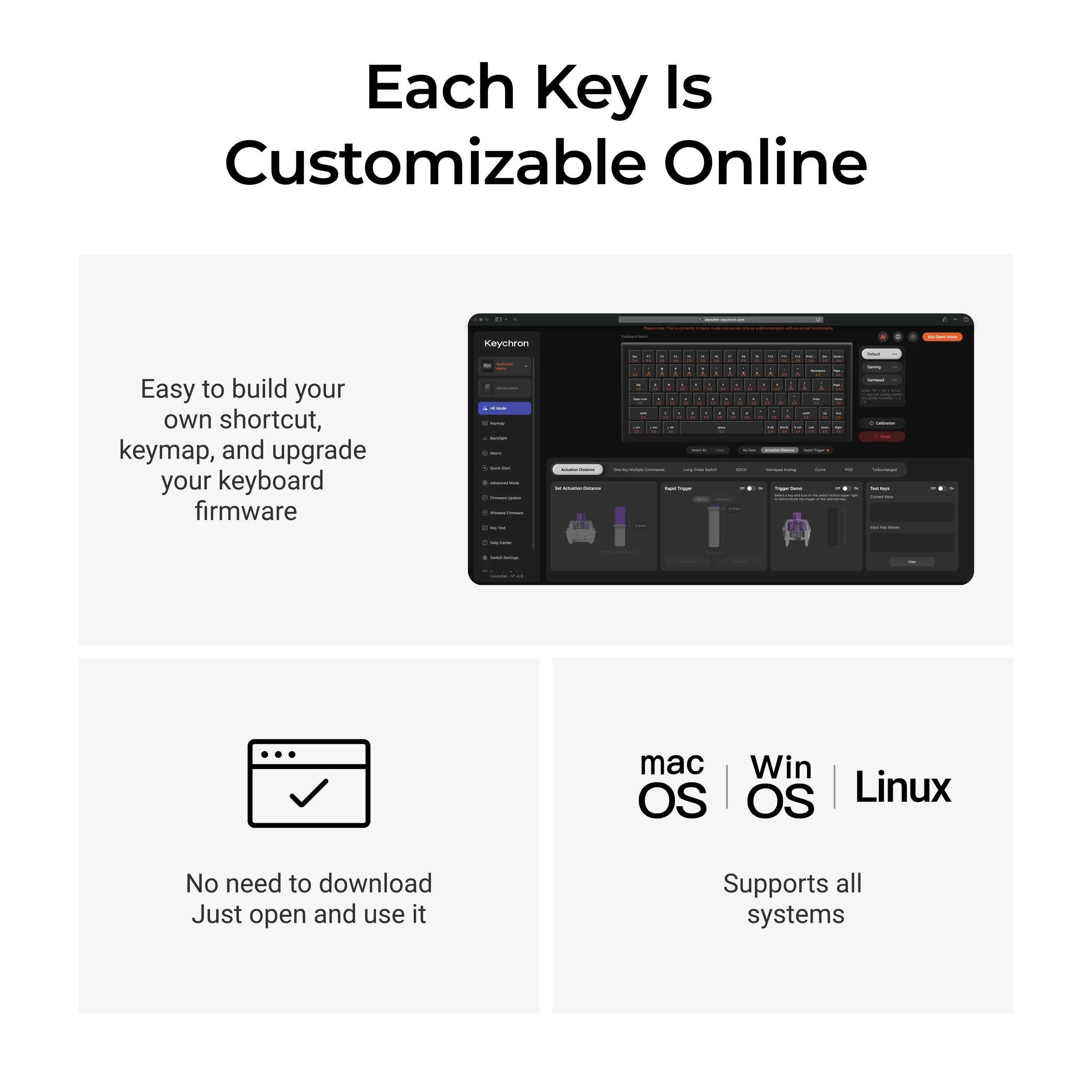 Teclado mecânico personalizado sem fio Keychron K15 Max (layout Alice) QMK