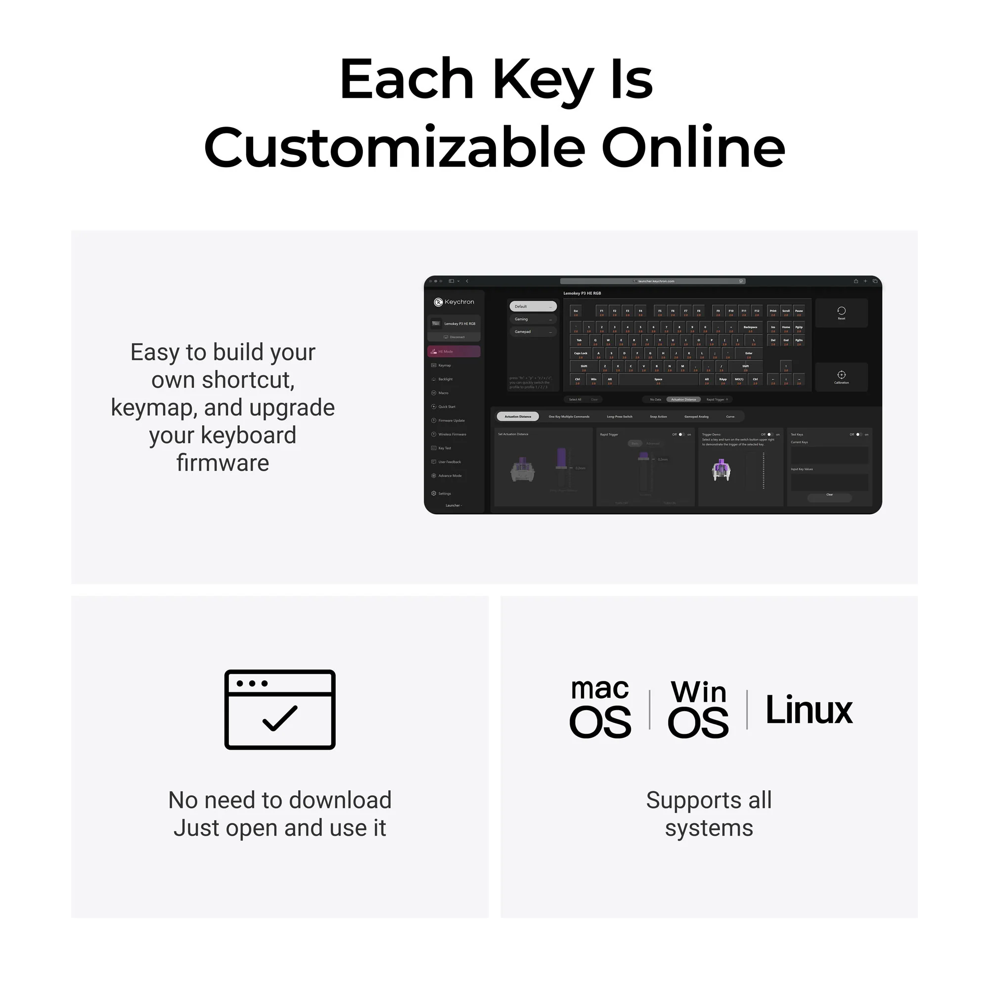Teclado gaming personalizado inalámbrico Lemokey P3 HE con interruptores magnéticos