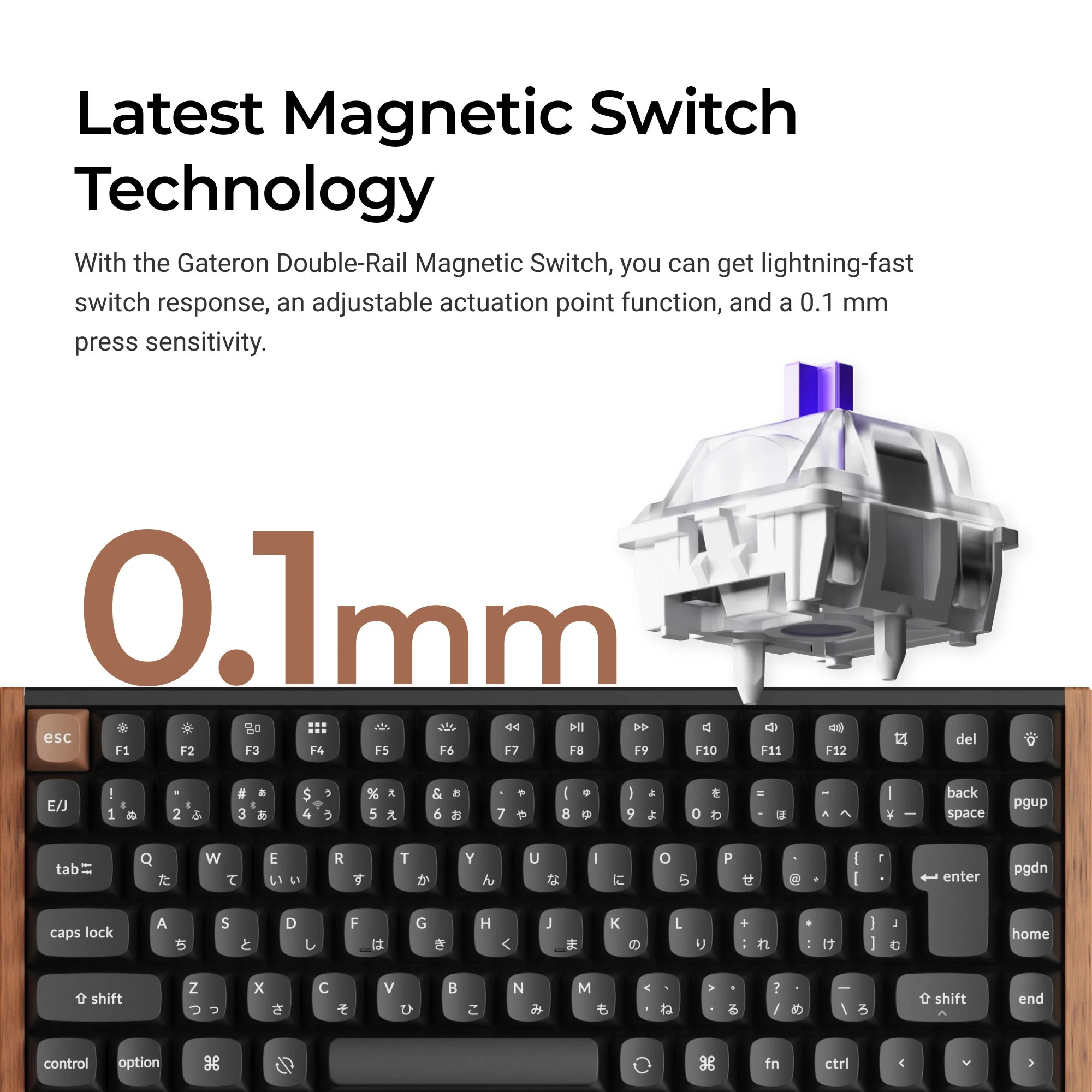 Keychron K2 HE langaton mukautettava magneettikytkinnäppäimistö (Japanin JIS-asettelu)