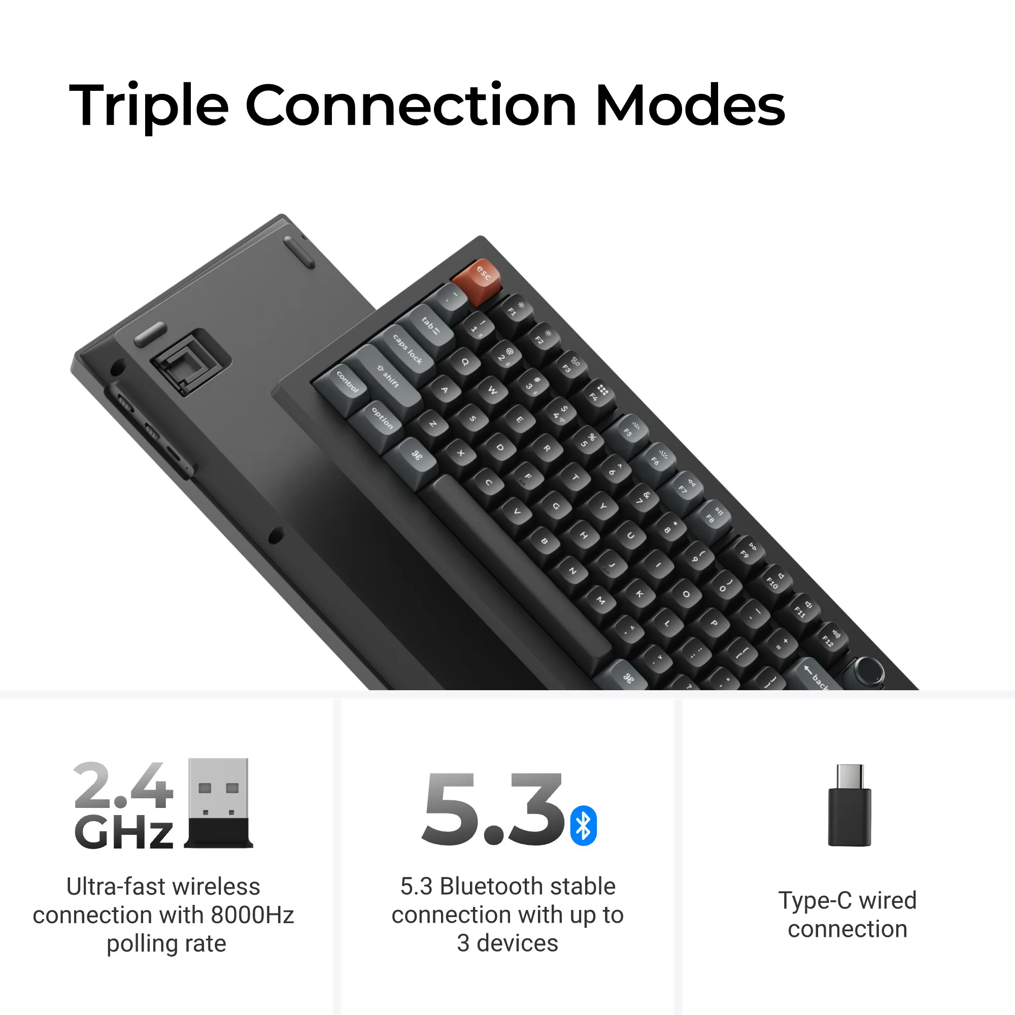 Keychron V3 Ultra 8K langaton mukautettava mekaaninen näppäimistö