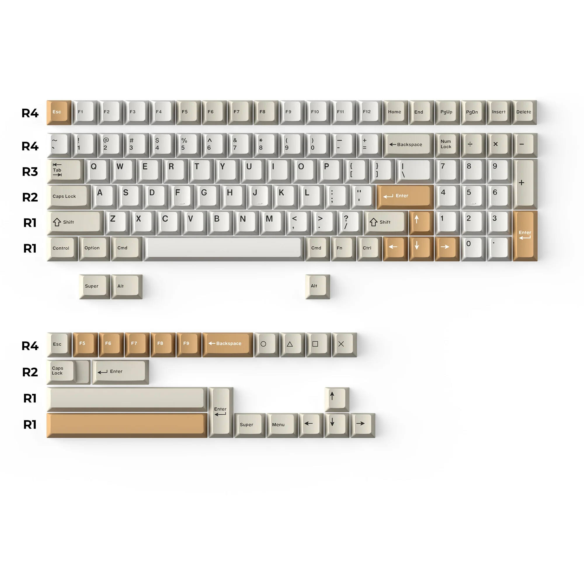 Cherry Profile Double-Shot PBT Full Set Keycaps - Camel