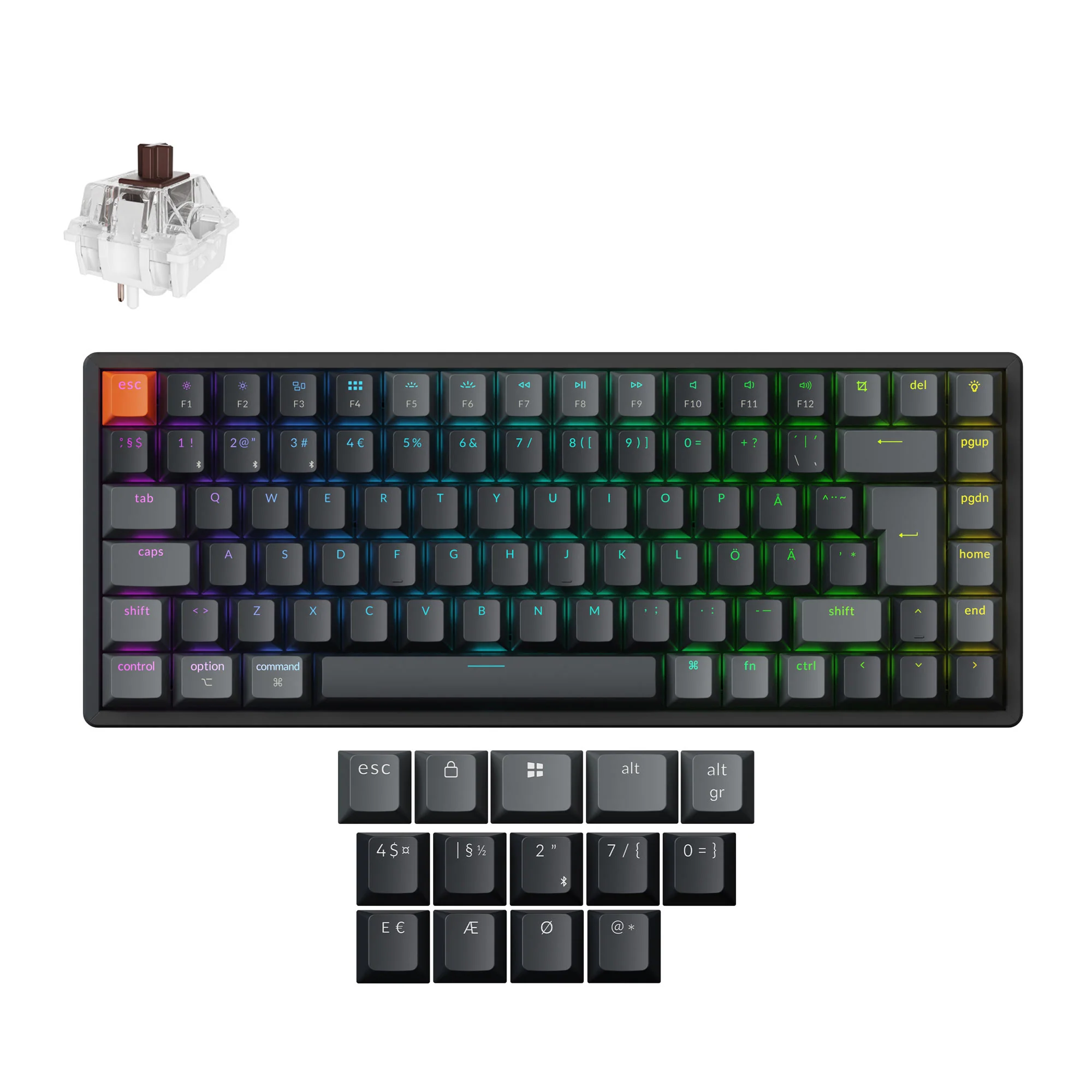 Keychron K2 QMK Kabellose Mechanische Tastatur (ISO-Layout) - Version 3