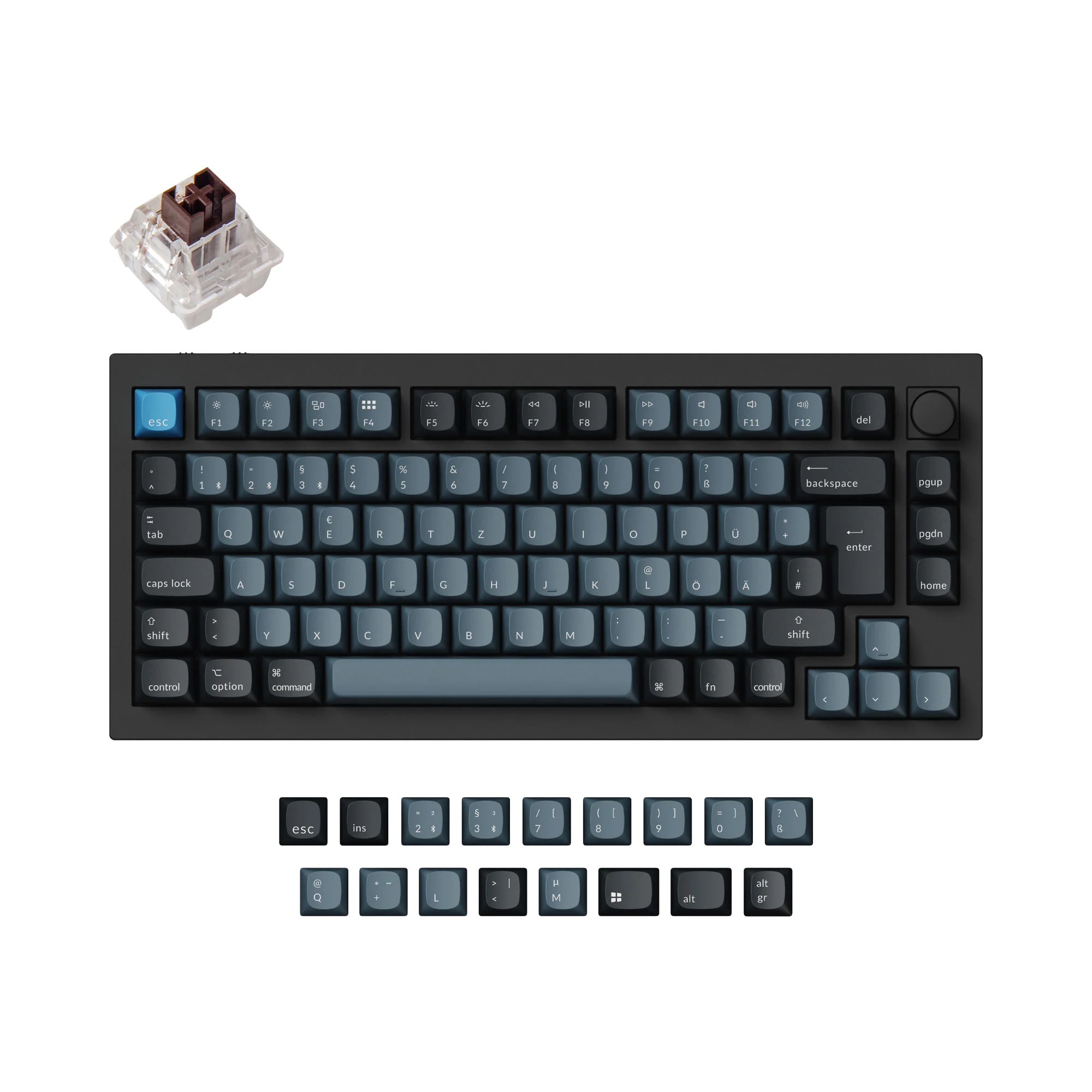 Keychron Q1 Pro QMK/VIA langaton Custom-mekaaninen näppäimistö ISO-asettelukokoelma