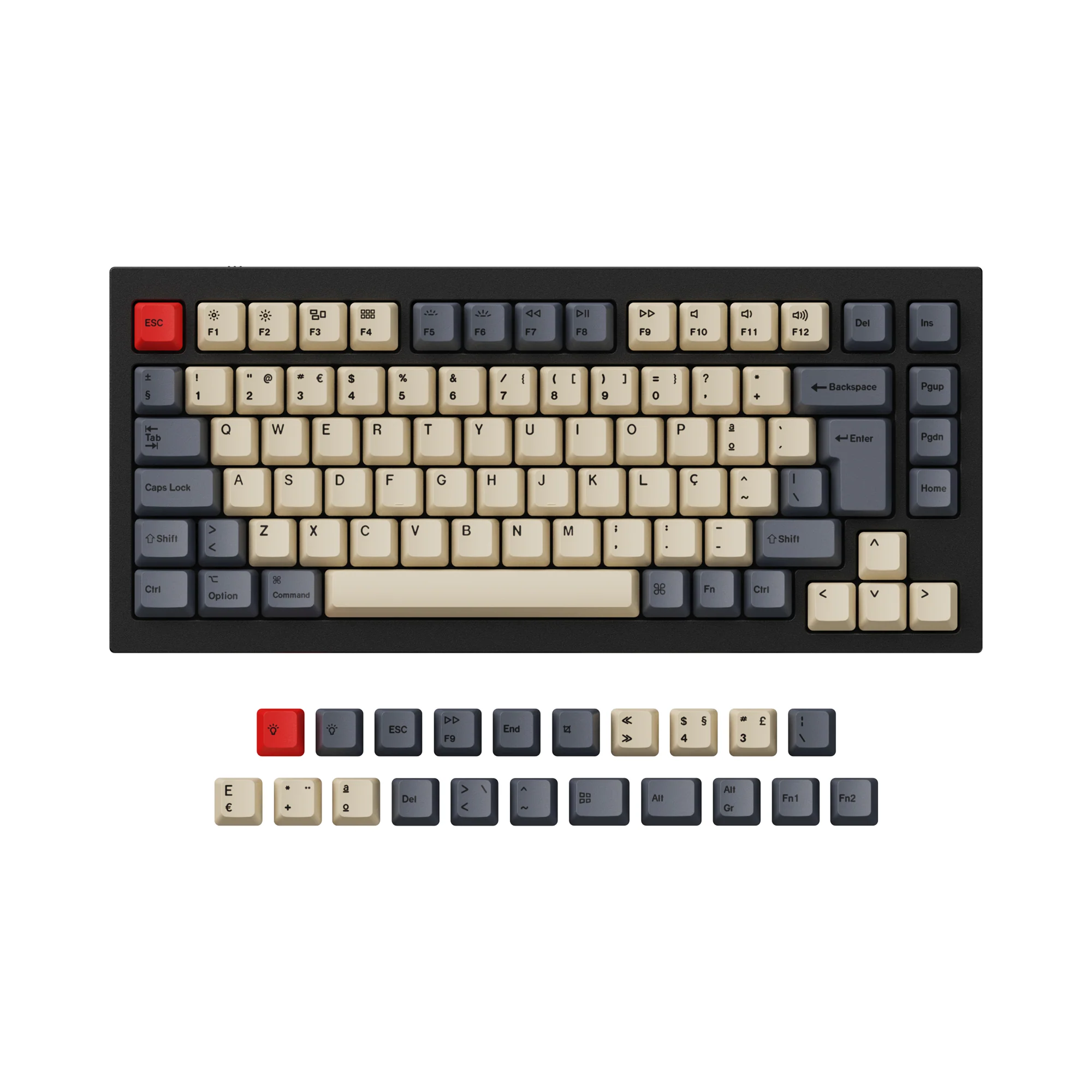 ISO & ANSI Q1 & Q1 Pro & Q2 & Q2 Pro & V1 & V2 & K2 & K2 Pro OEM Dye-Sub PBT Keycap Set - Carbon