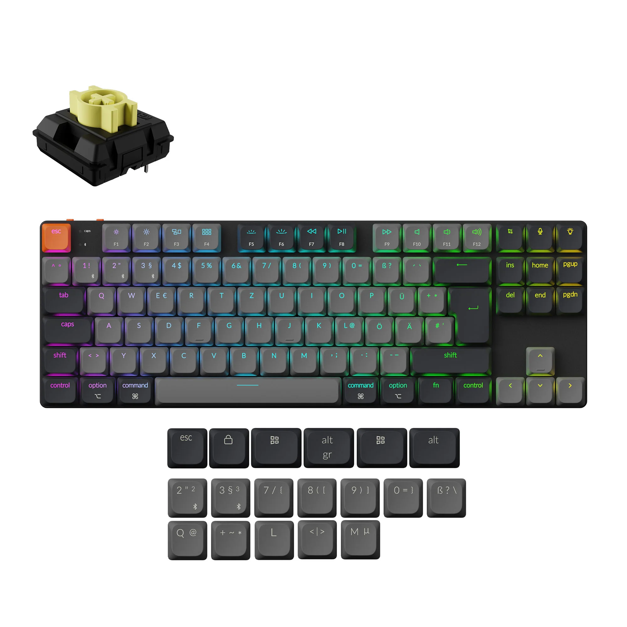 Keychron K1 QMK Teclado mecánico inalámbrico (distribución ISO) - Versión 6