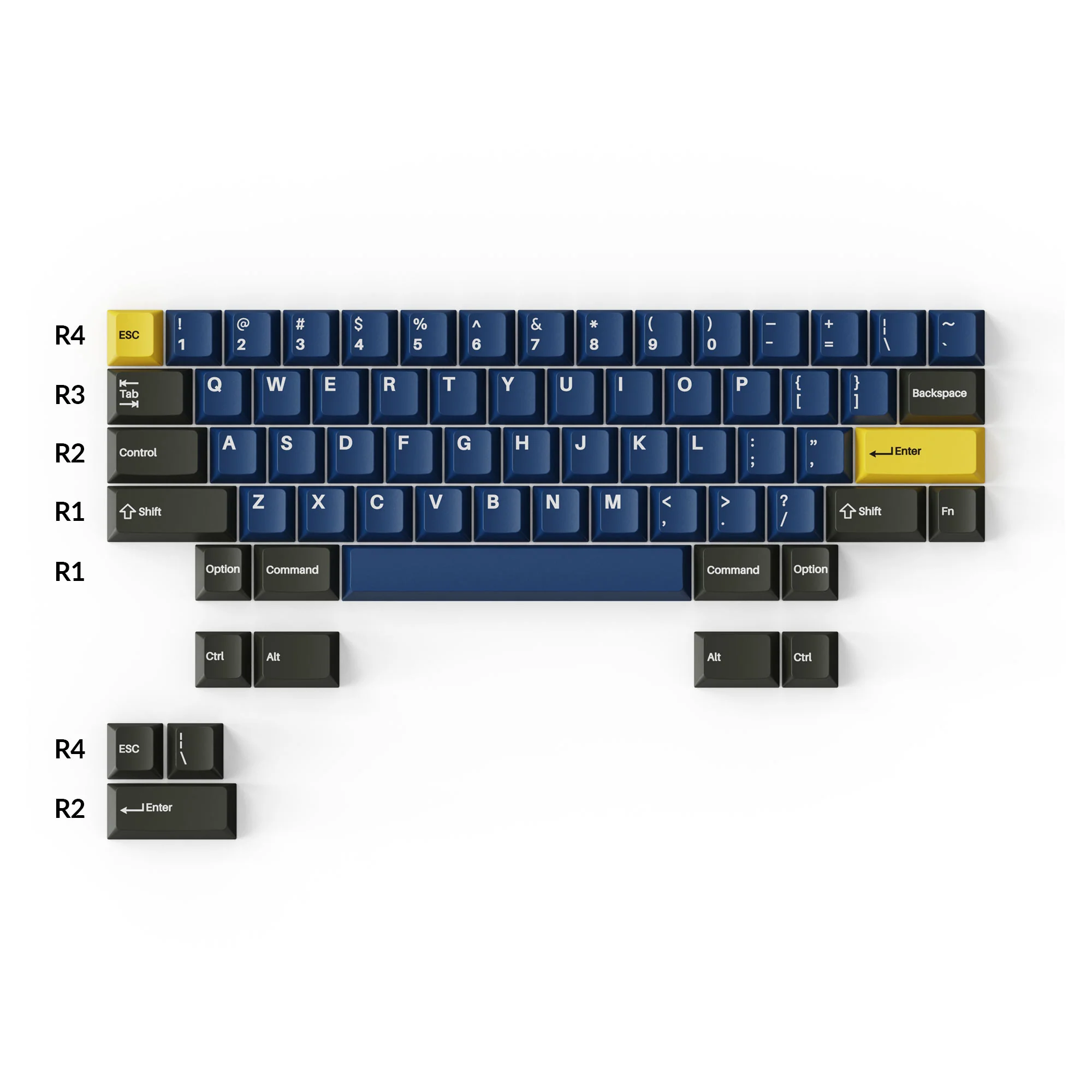 Cherry Profile Double-Shot PBT -täysi näppäinhattusarja - Royal