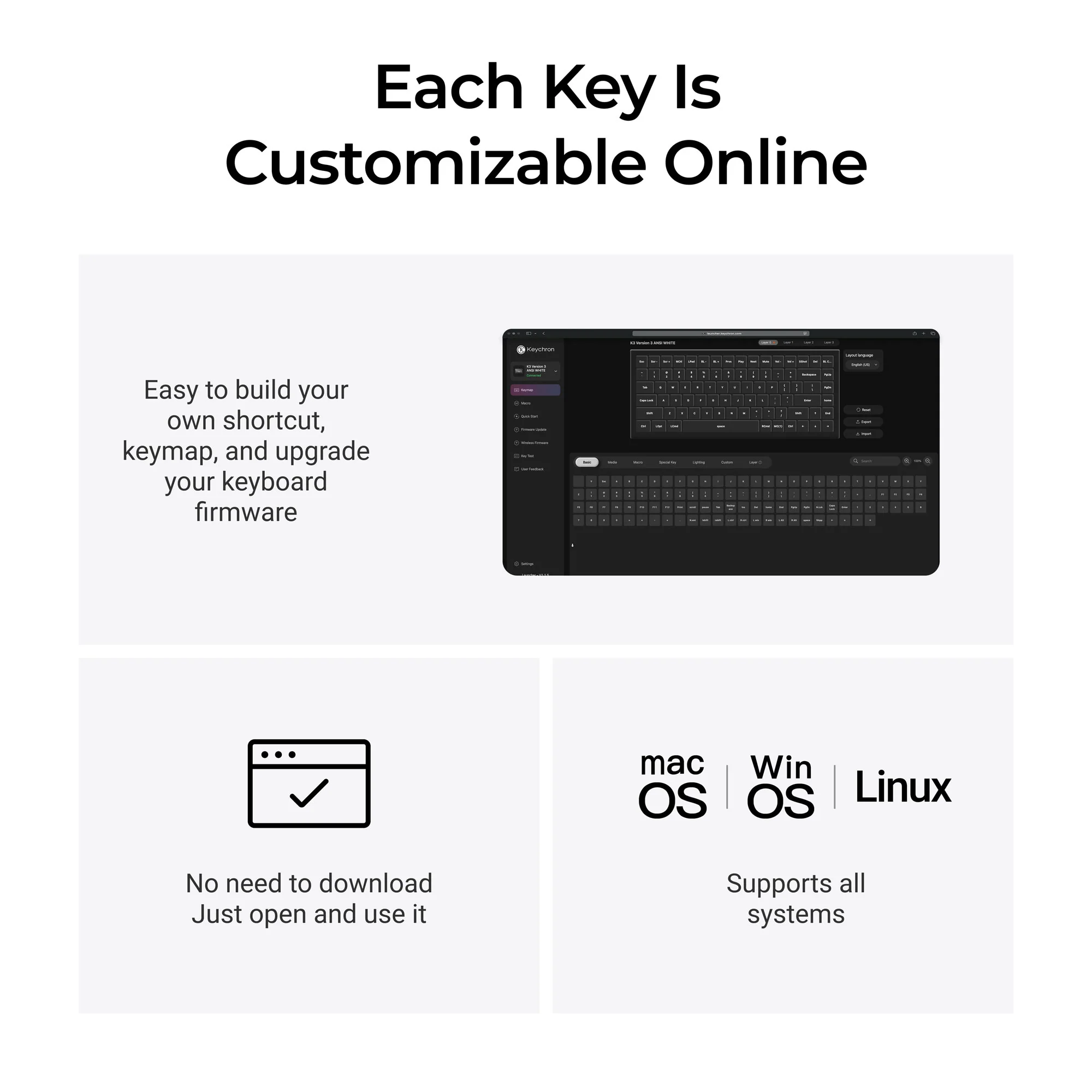 Keychron K3 QMK trådløst mekanisk tastatur (version 3)