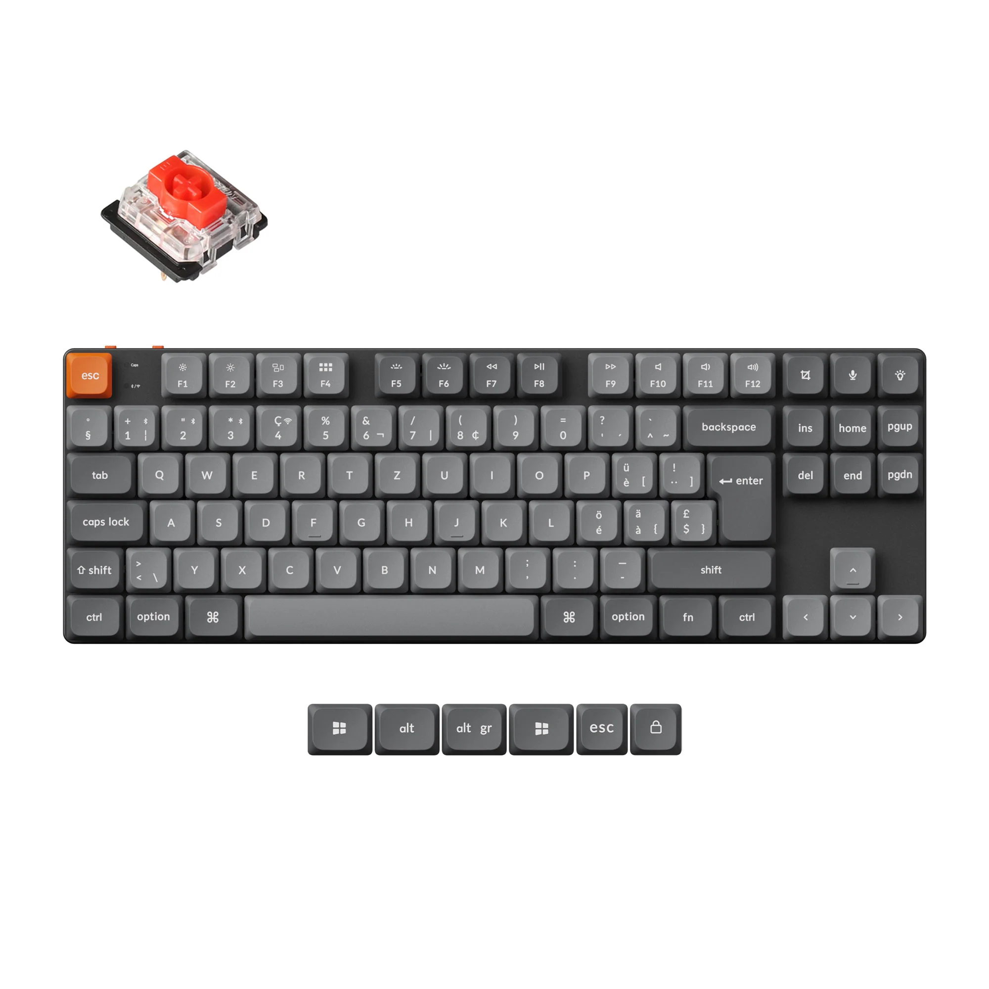 Coleção de teclado mecânico personalizado sem fio Keychron K1 Max QMK layout ISO