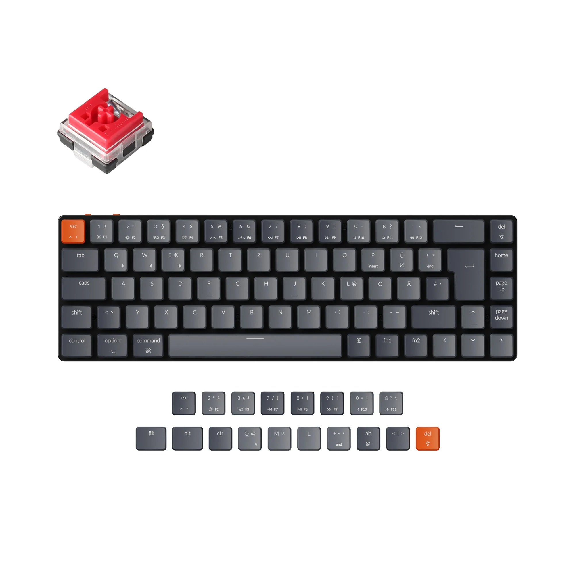 Clavier mécanique sans fil ultra-mince Keychron K7 (layout ISO-DE allemand)