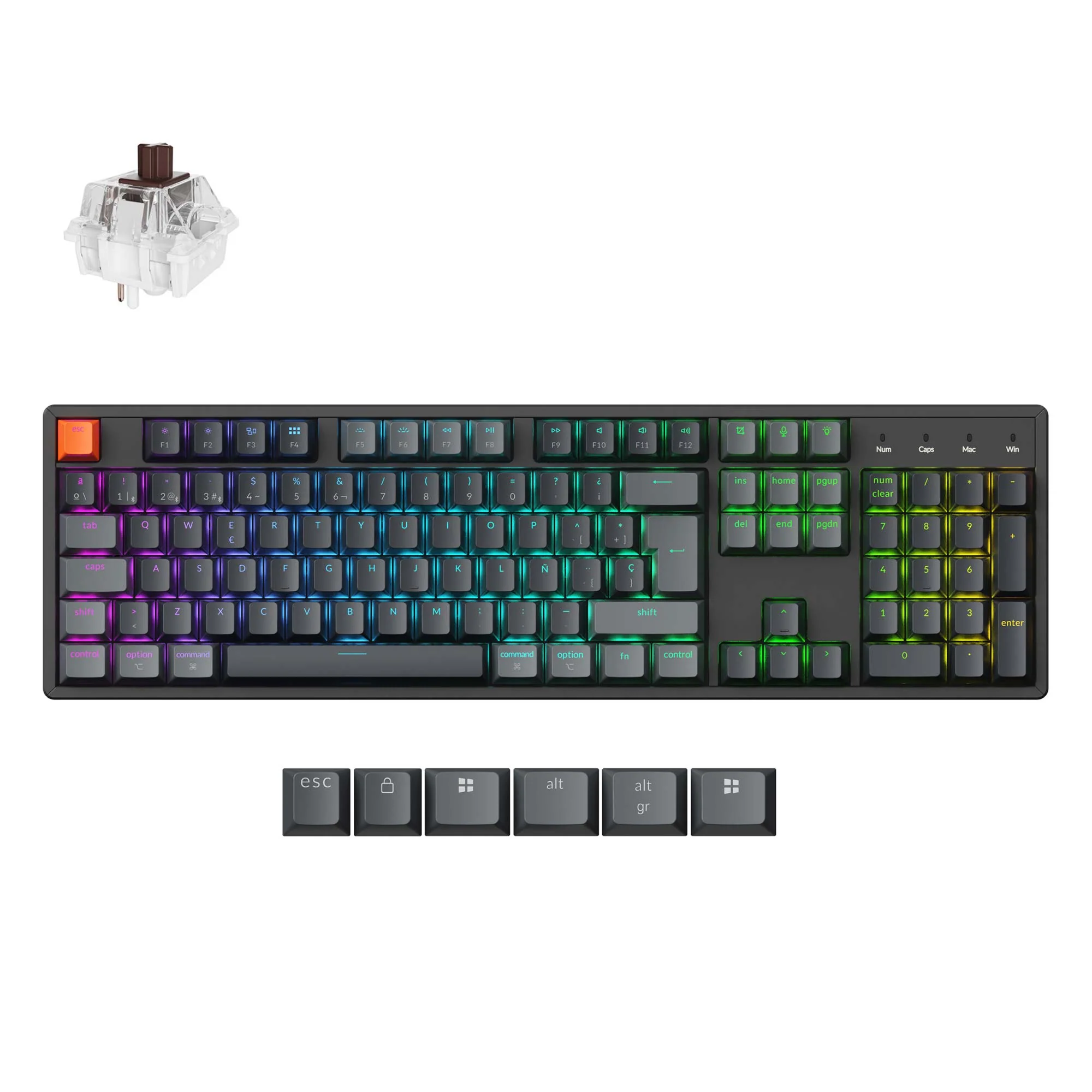 Keychron K10 Teclado mecánico inalámbrico QMK (distribución ISO) - Versión 2