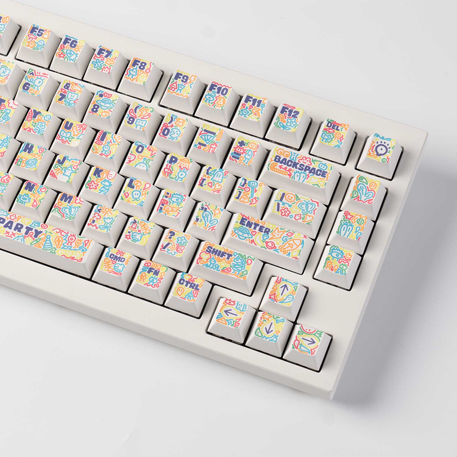 Graffiti Party - Conjunto completo de keycaps PBT Dye-Sub, perfil Cherry