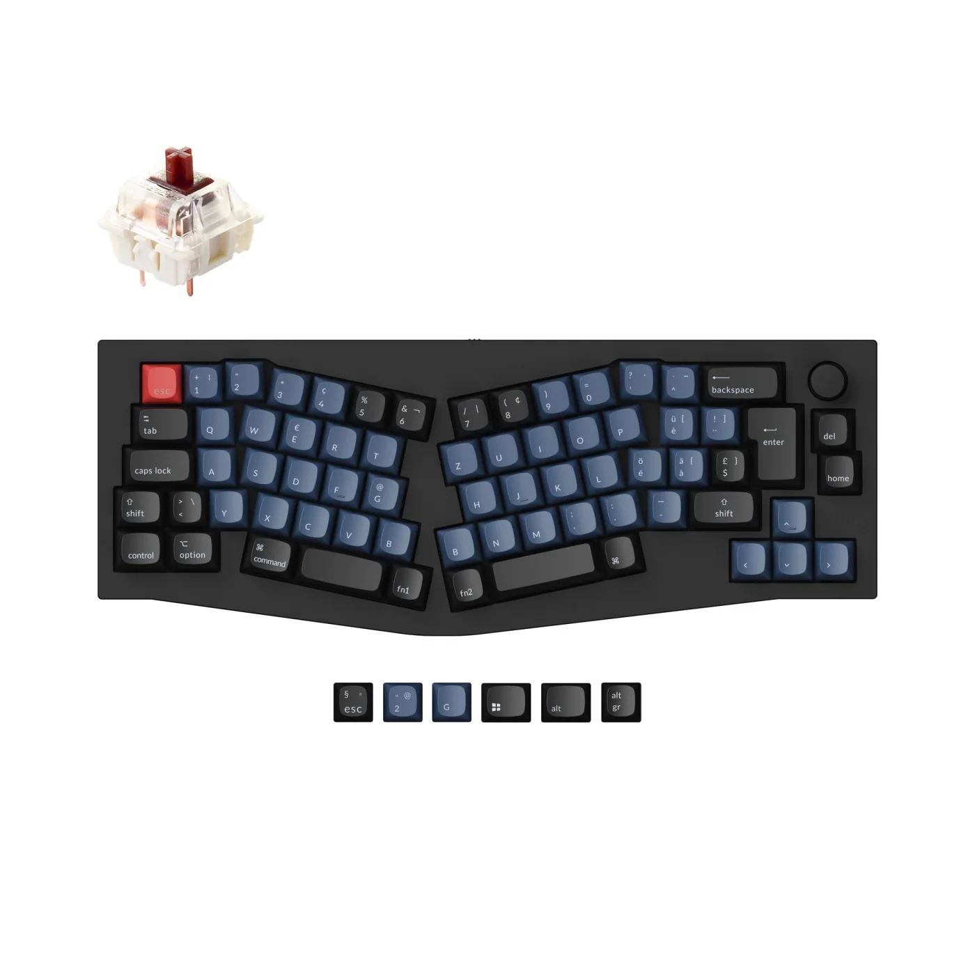 Teclado Mecânico Personalizado QMK Keychron Q8 (Layout Alice) - Coleção de Layout ISO