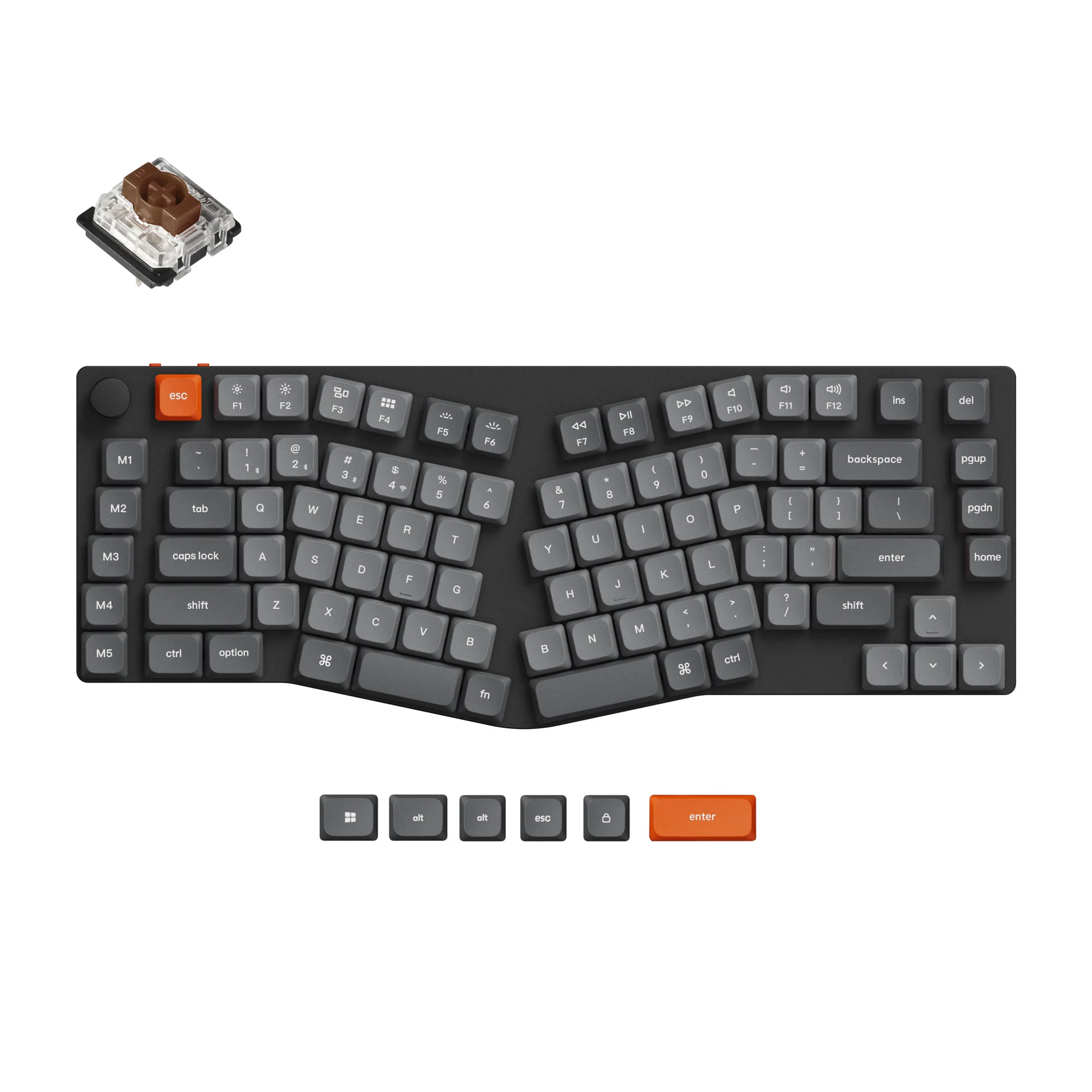 Teclado mecânico personalizado sem fio Keychron K15 Max (layout Alice) QMK
