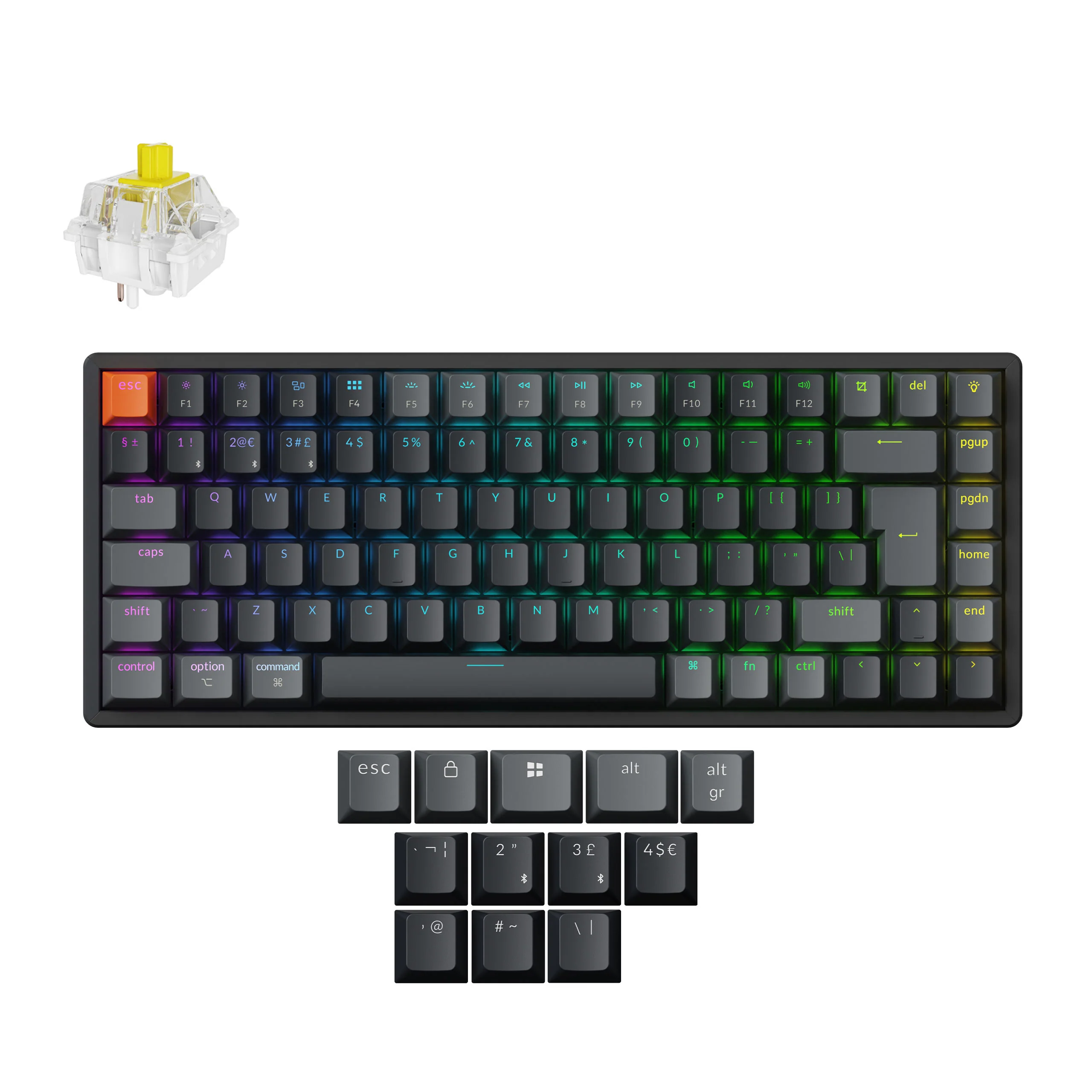Keychron K2 QMK Kabellose Mechanische Tastatur (ISO-Layout) - Version 3