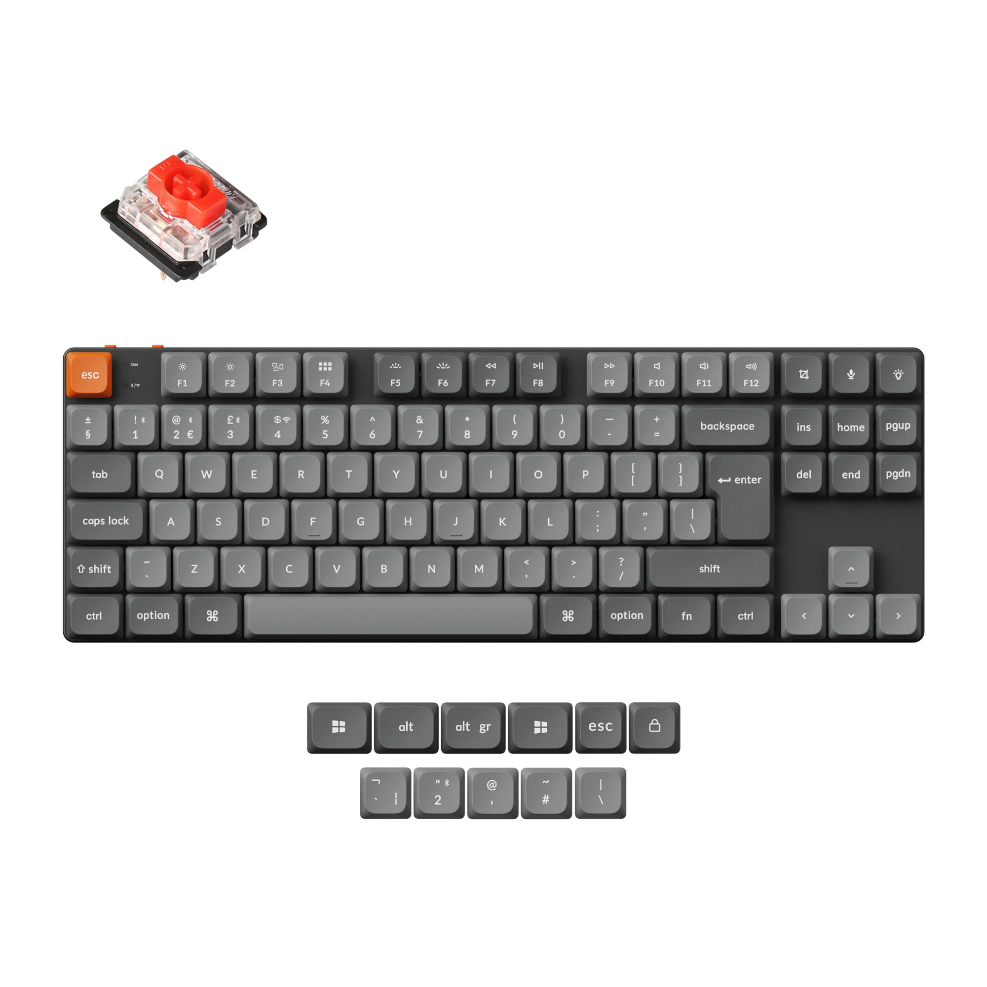 Coleção de teclado mecânico personalizado sem fio Keychron K1 Max QMK layout ISO