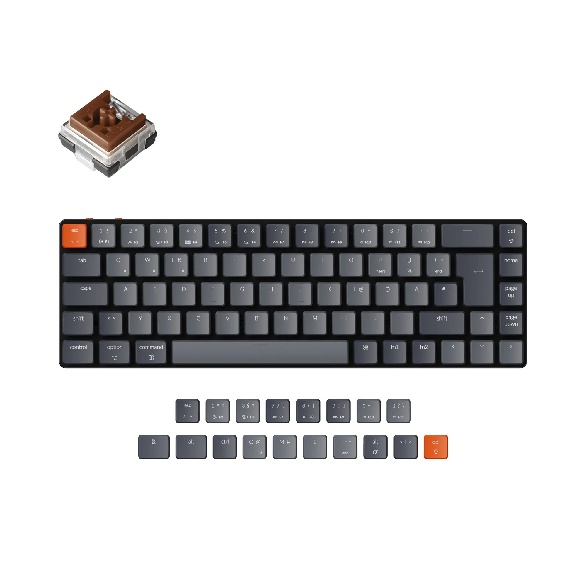 Clavier mécanique sans fil ultra-mince Keychron K7 (layout ISO-DE allemand)