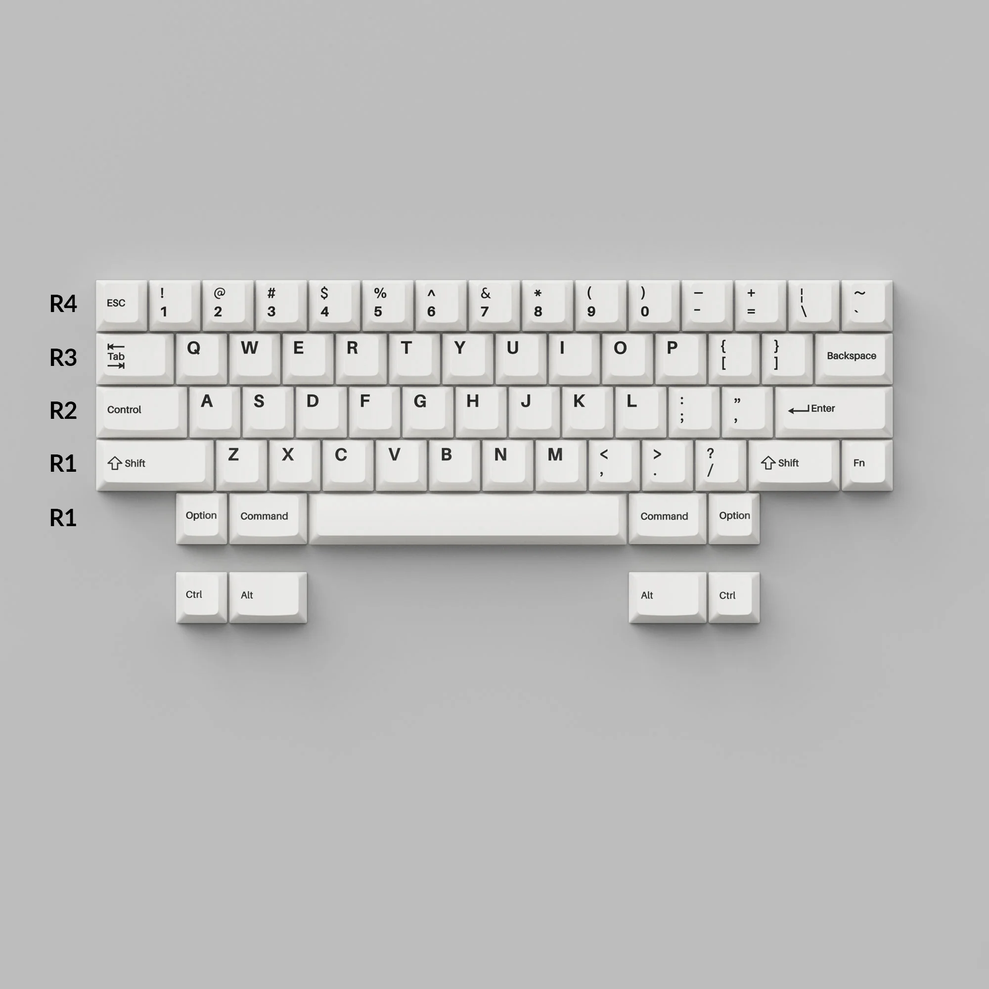 Cherry Profile Double-Shot PBT Full Set Keycaps - Black on White - Bow