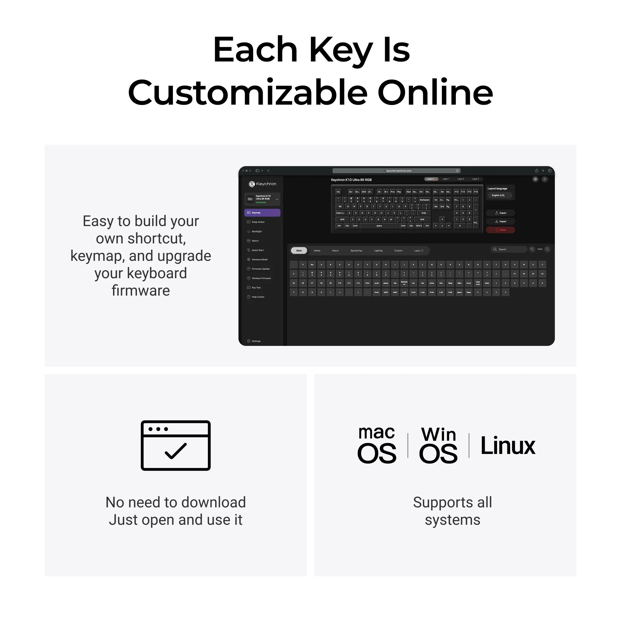 Teclado mecánico inalámbrico personalizado Keychron K10 Ultra 8K