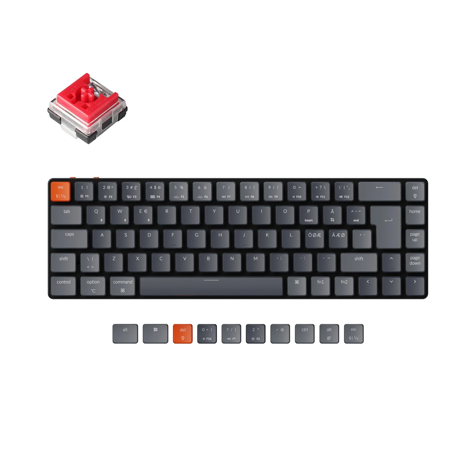 Keychron K7 Ultra-slim draadloos mechanisch toetsenbord (Nordic ISO-indeling)