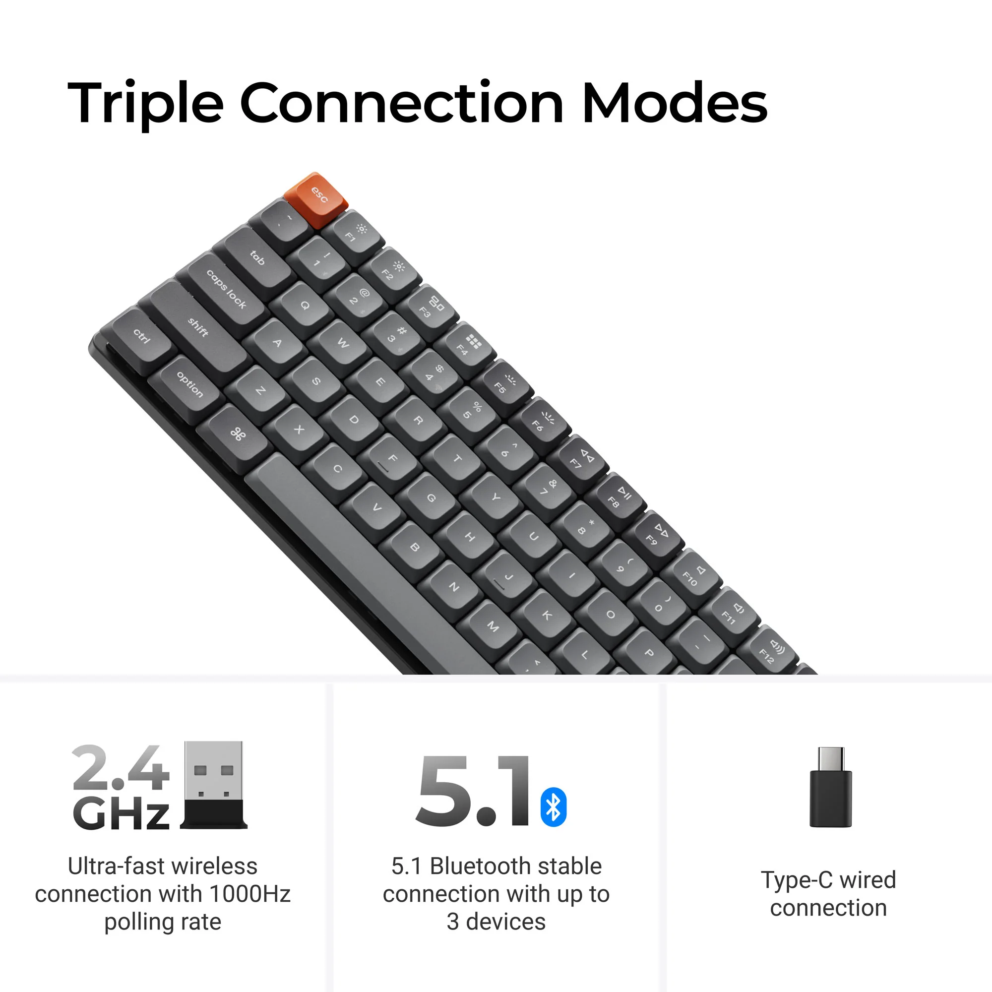 Keychron K3 Max QMK/VIA langaton mukautettava mekaaninen näppäimistö