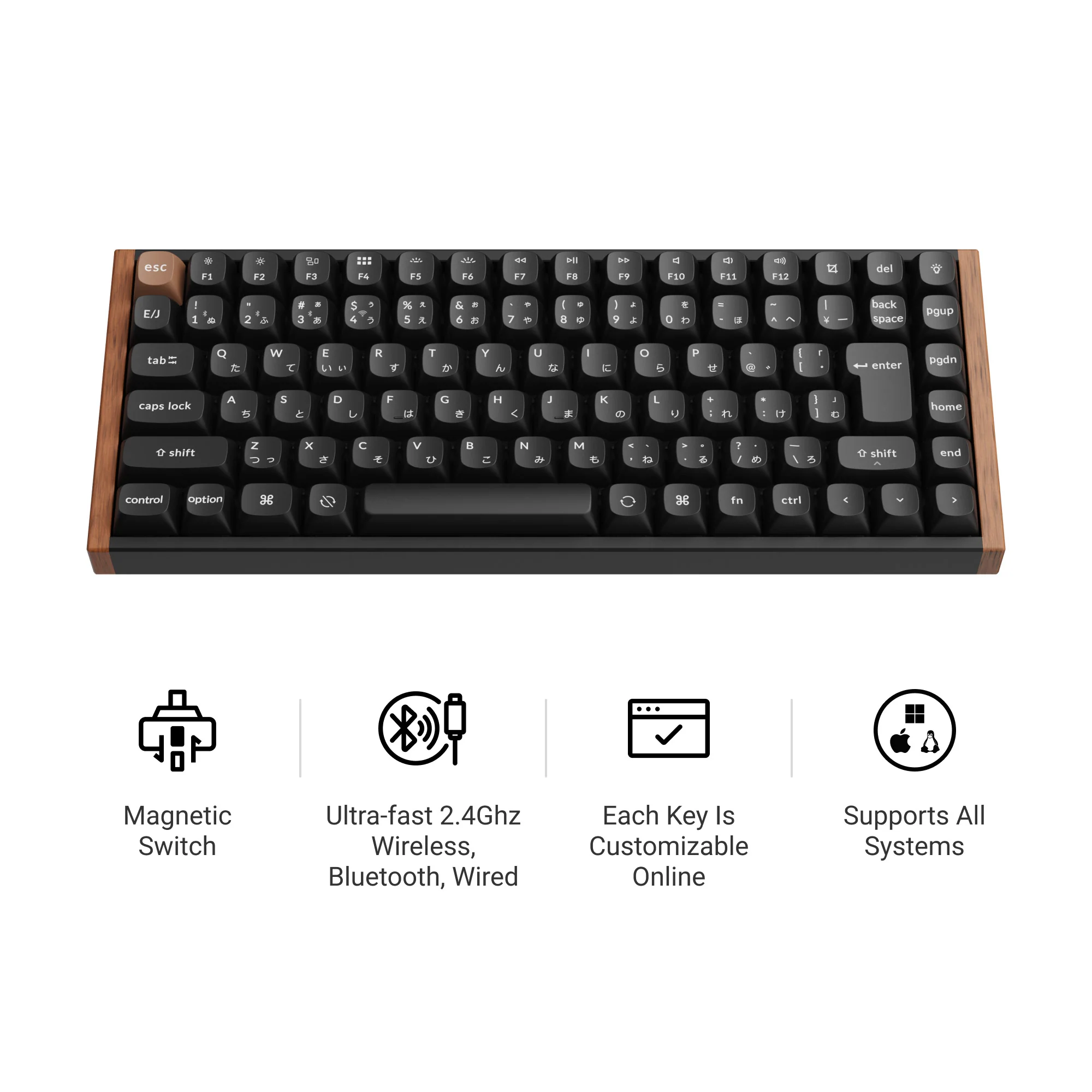 Keychron K2 HE langaton mukautettava magneettikytkinnäppäimistö (Japanin JIS-asettelu)