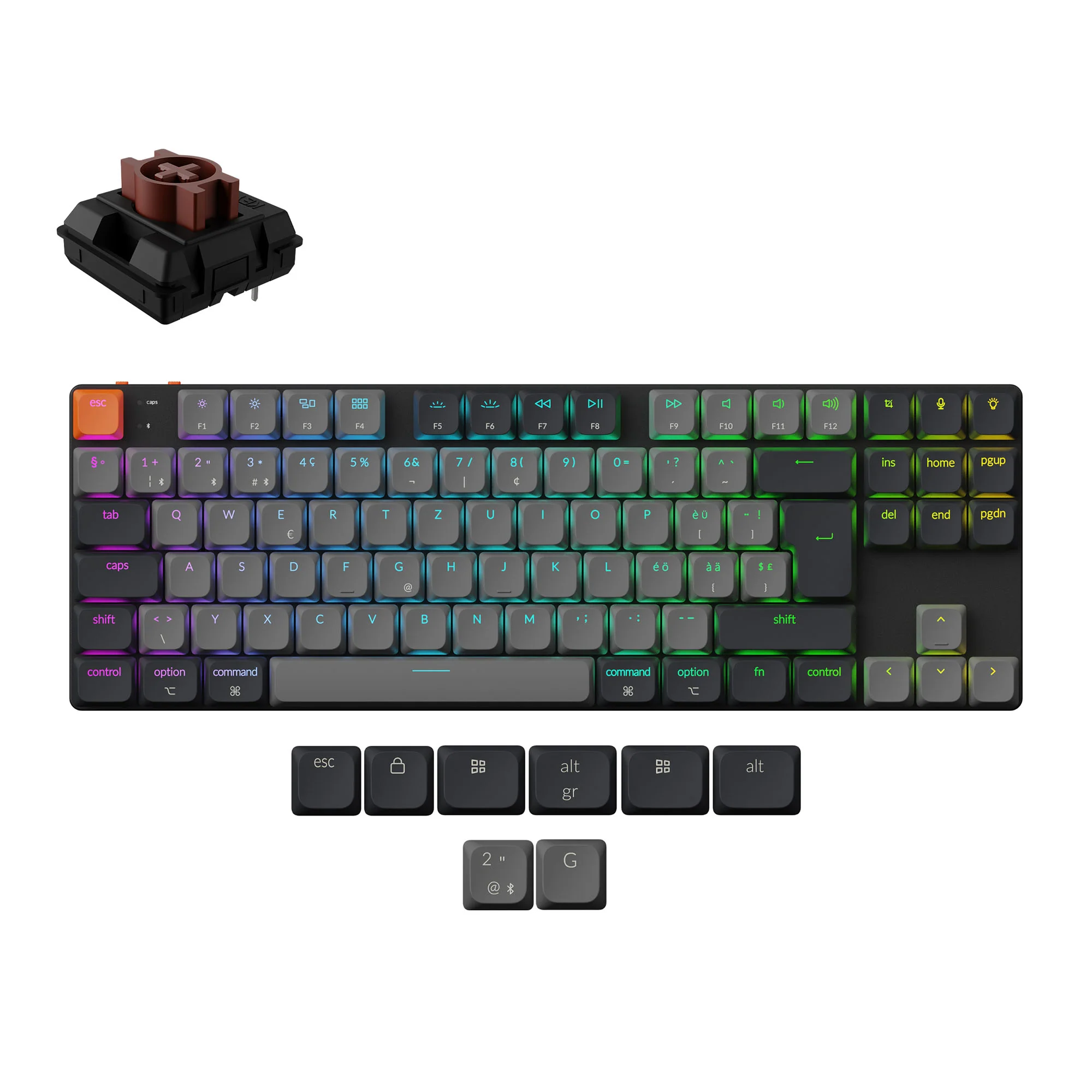 Keychron K1 QMK Teclado mecánico inalámbrico (distribución ISO) - Versión 6