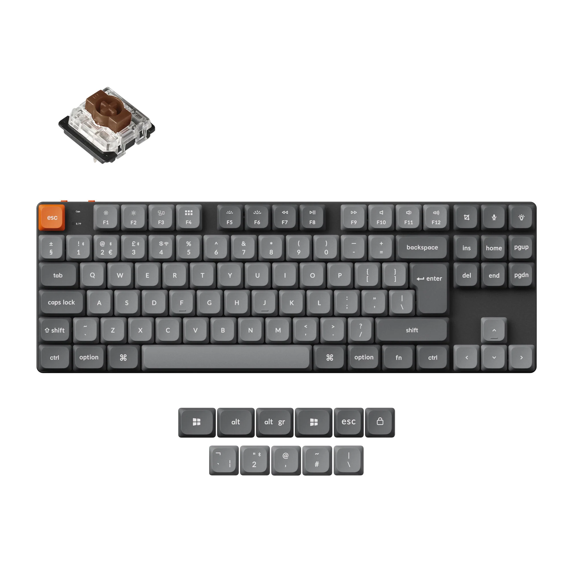 Coleção de teclado mecânico personalizado sem fio Keychron K1 Max QMK layout ISO