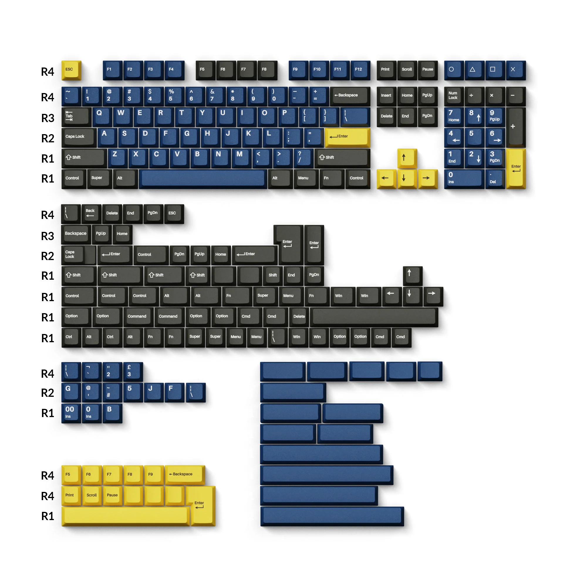 Cherry Profile Double-Shot PBT -täysi näppäinhattusarja - Royal