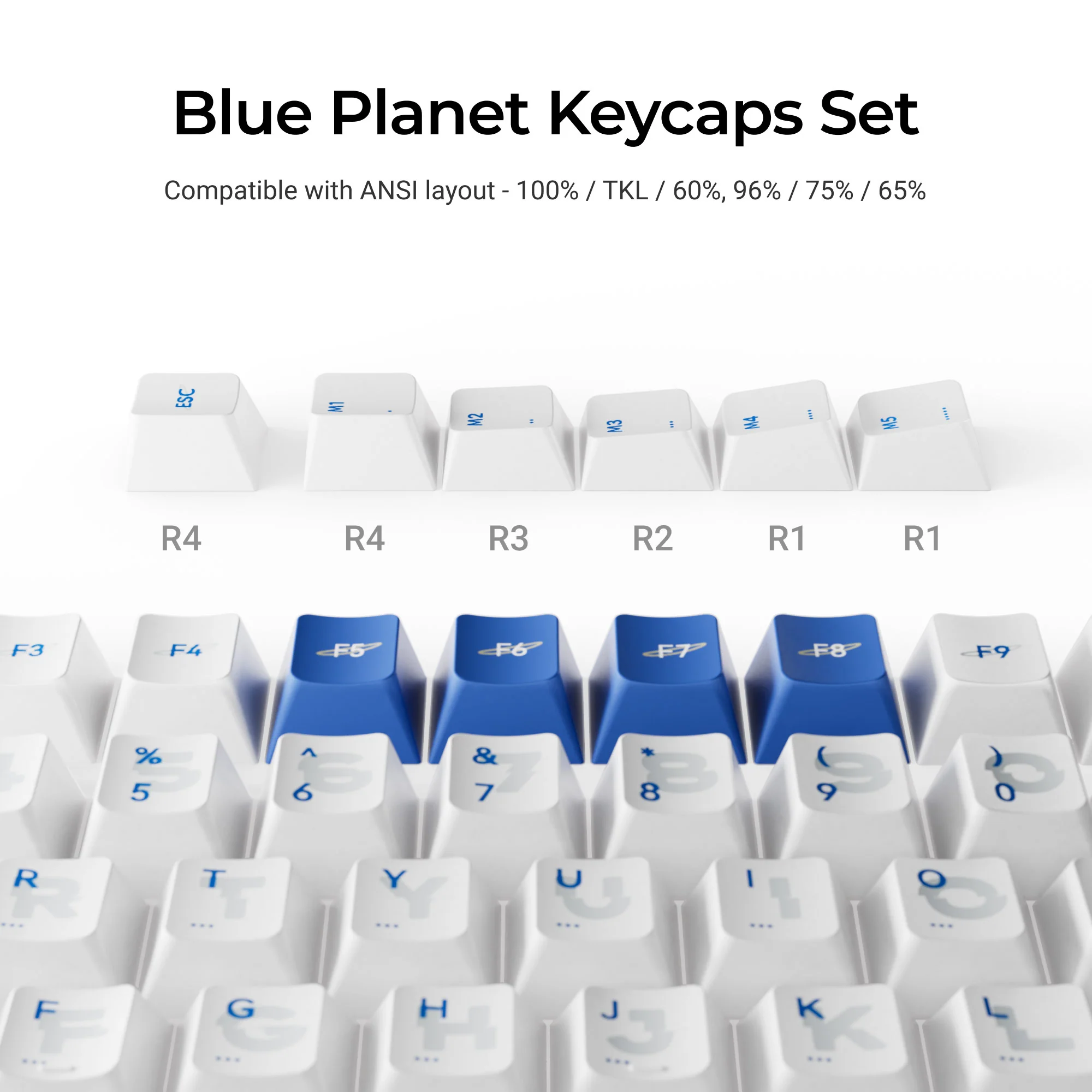 Blue Planet - Set completo de keycaps PBT de perfil Cherry con sublimación