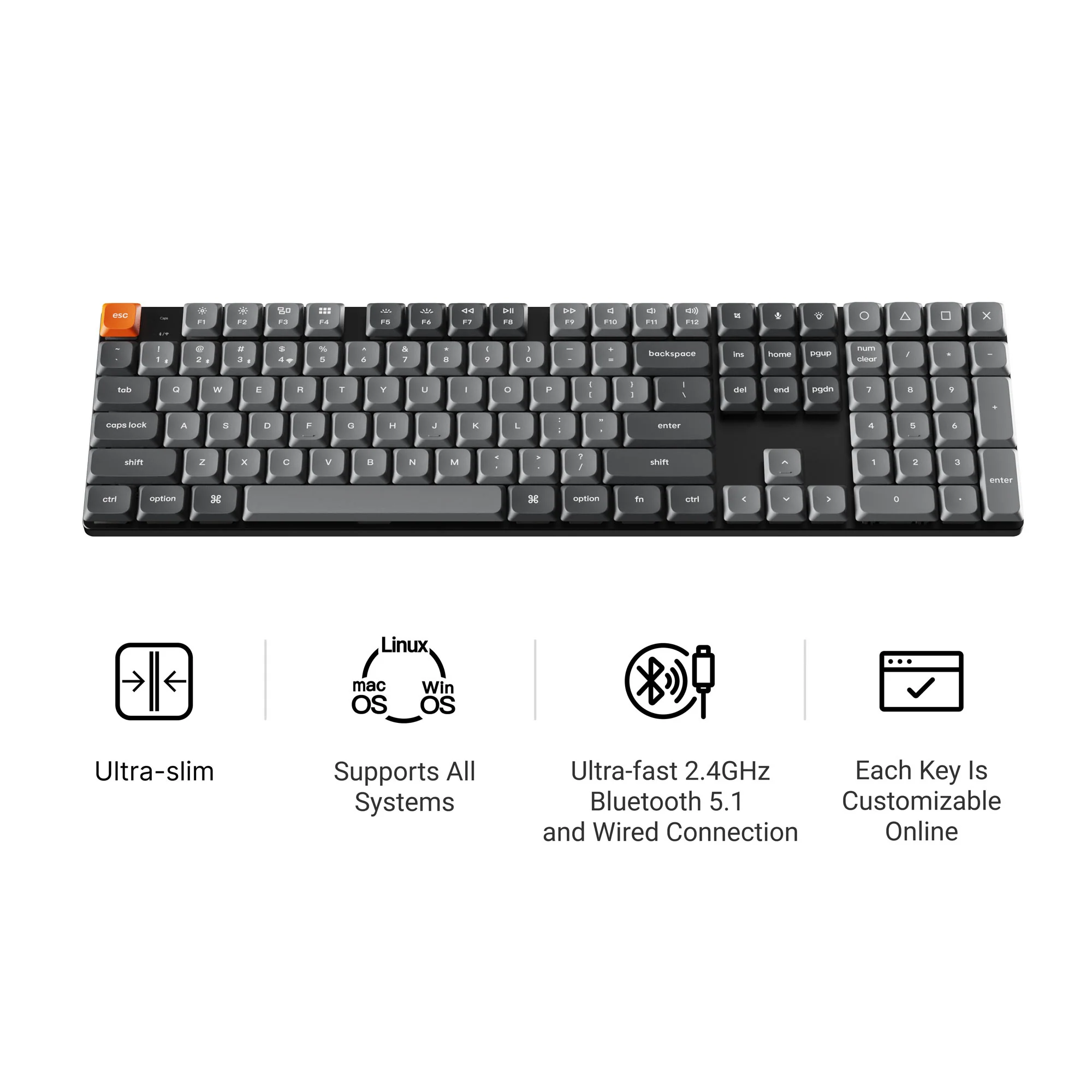 Teclado mecánico inalámbrico personalizado Keychron K5 Max QMK/VIA