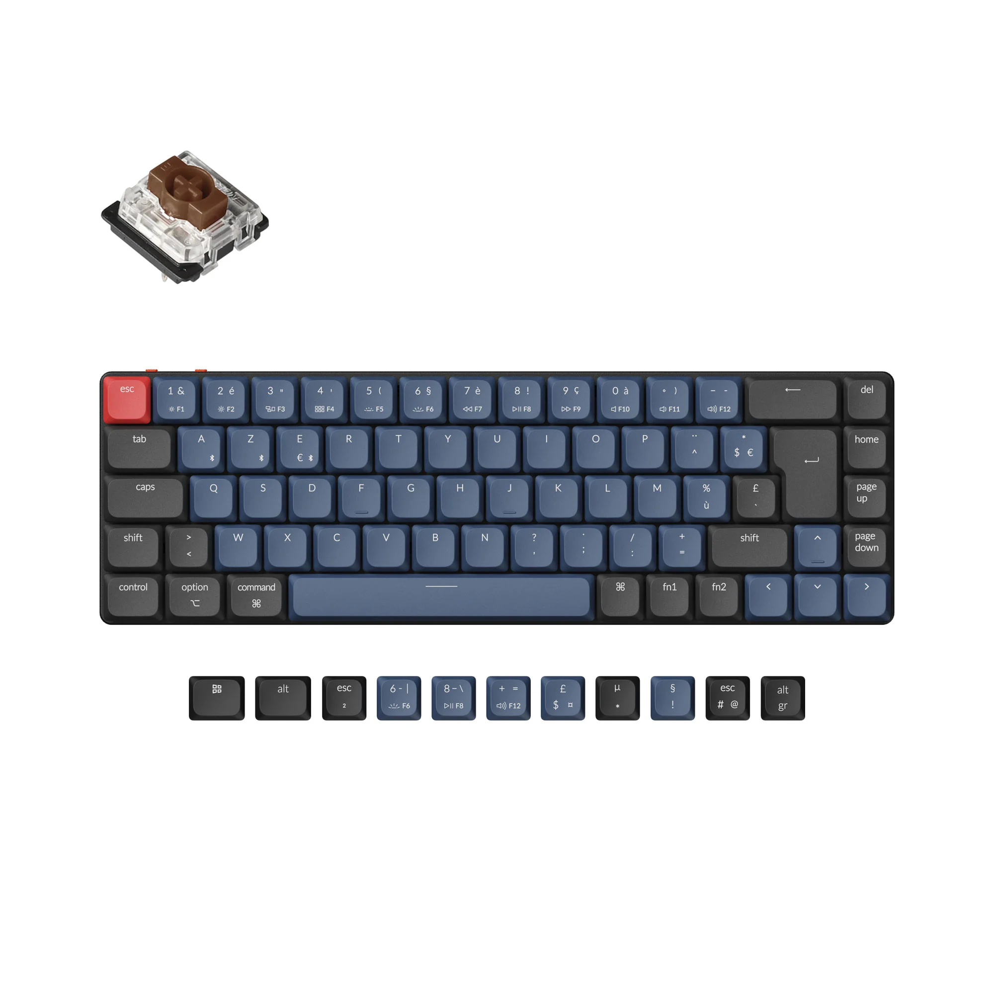 Teclado Mecânico Personalizado Sem Fio Keychron K7 Pro QMK/VIA Coleção de Layout ISO