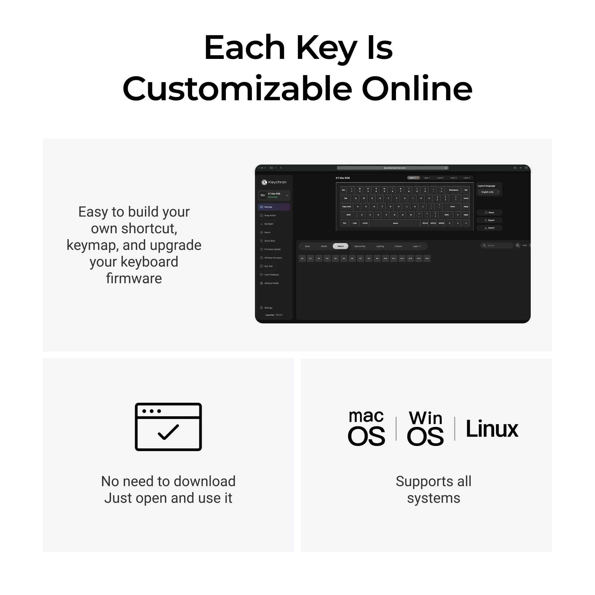 Keychron K7 Max QMK/VIA langaton mukautettu mekaaninen näppäimistö