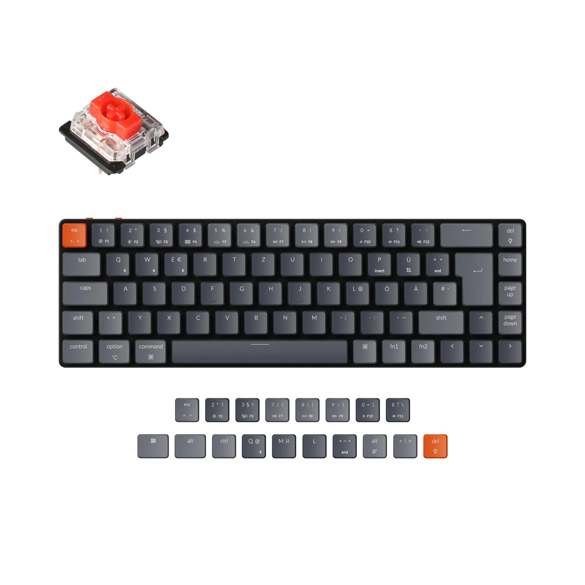 Clavier mécanique sans fil ultra-mince Keychron K7 (layout ISO-DE allemand)