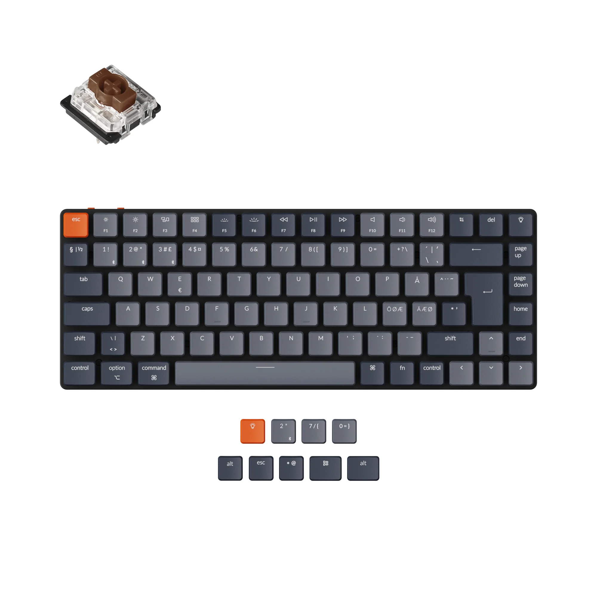 Teclado Mecânico Sem Fio Ultrafino Keychron K3 (Layout ISO Nórdico) - Versão 2