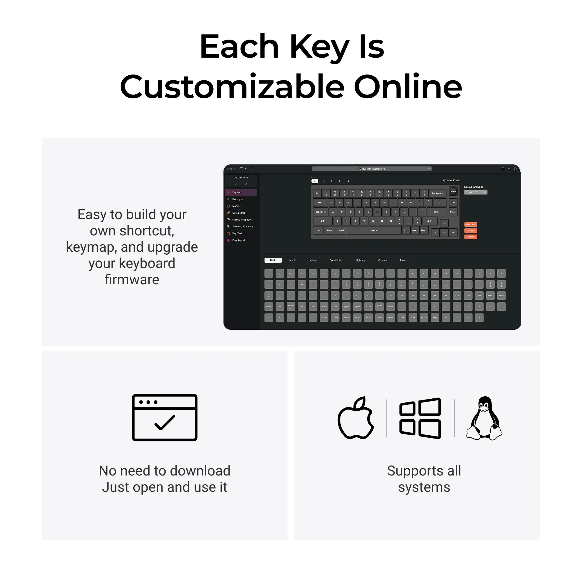 Keychron Q2 Max QMK/VIA langaton mukautettu mekaaninen näppäimistö