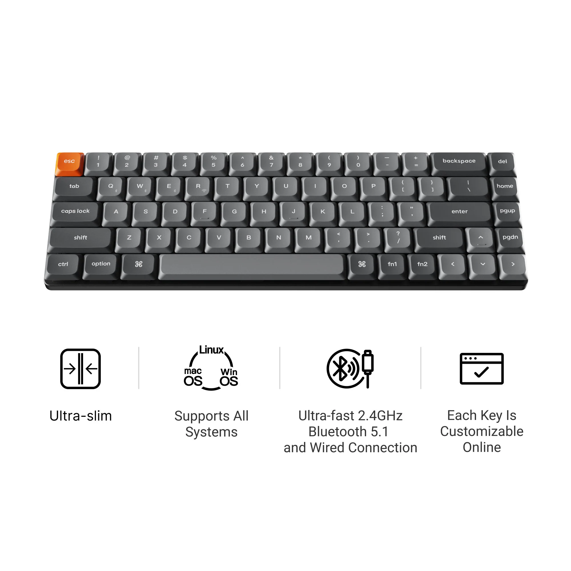 Keychron K7 Max QMK/VIA langaton mukautettu mekaaninen näppäimistö
