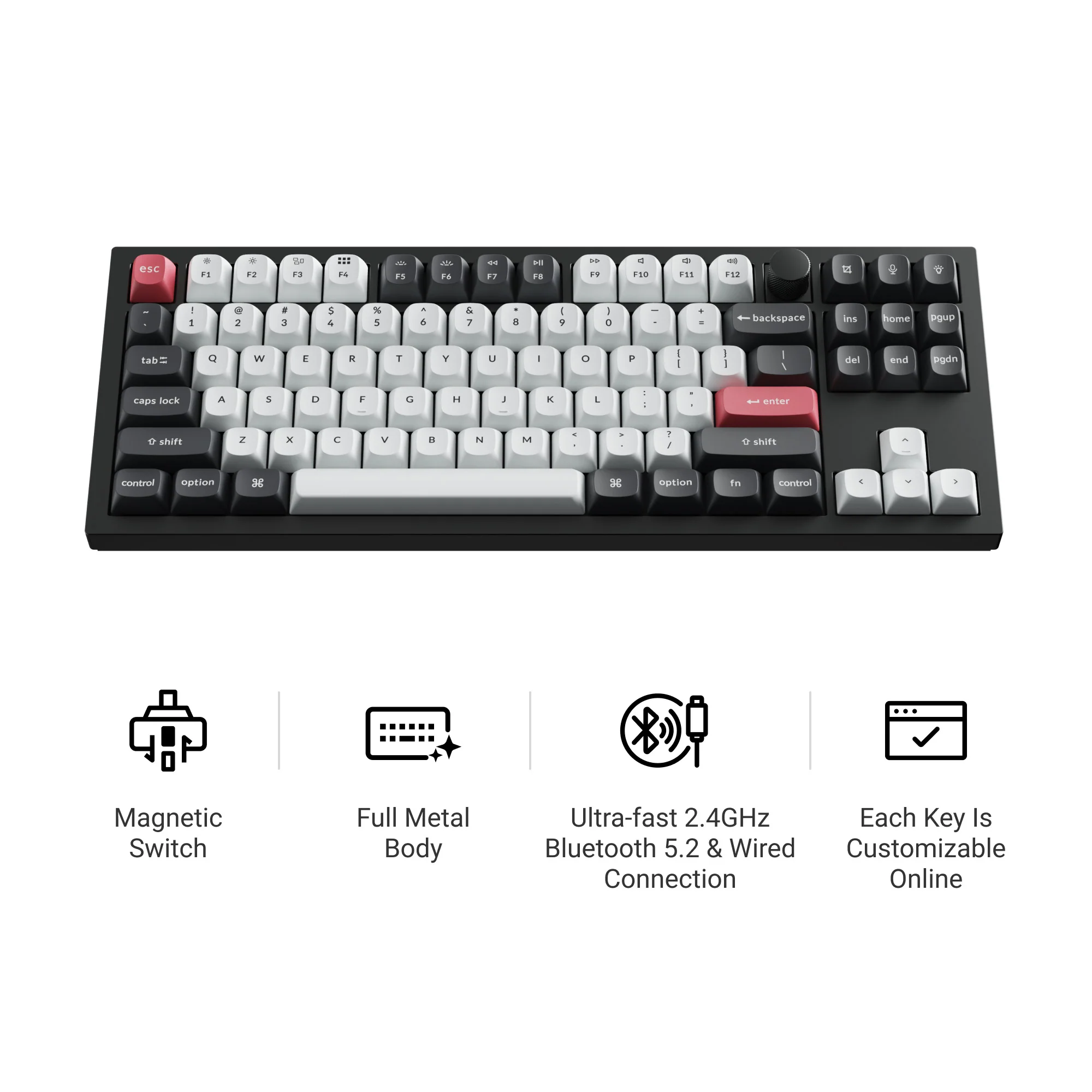 Teclado personalizado sem fio QMK Keychron Q3 HE