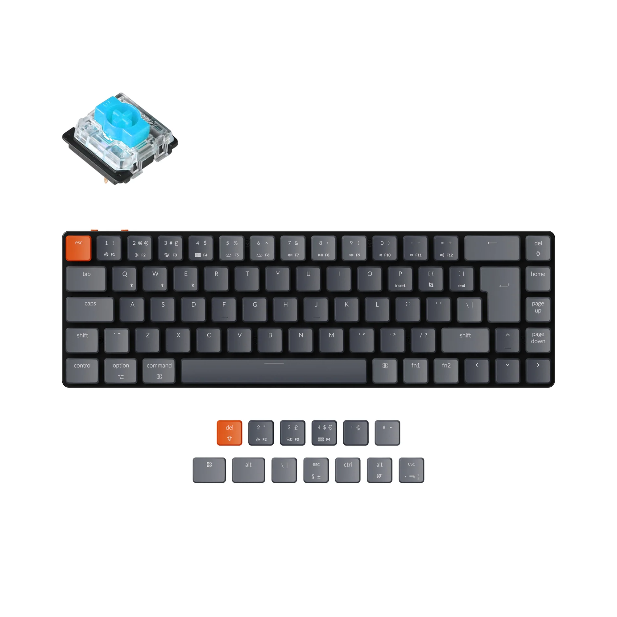 Keychron K7 Ultra-slim trådløst mekanisk tastatur (UK ISO-layout)
