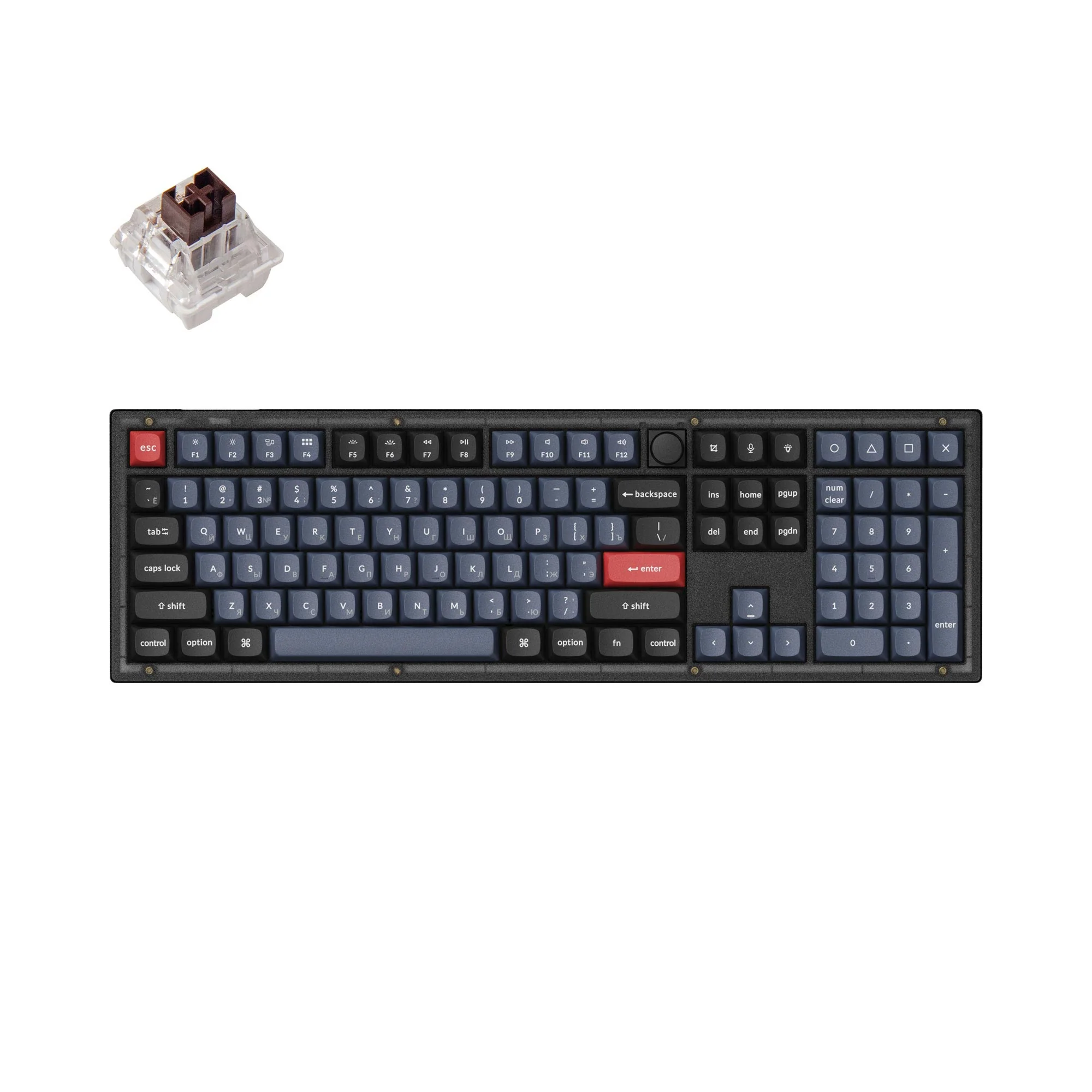Teclado mecánico personalizado QMK Keychron V6 con distribución rusa