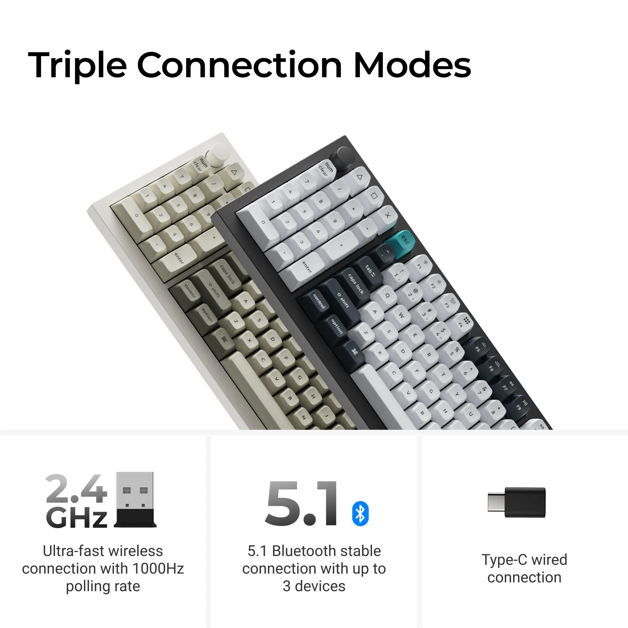 Clavier mécanique sans fil personnalisé Keychron Q12 Max QMK/VIA