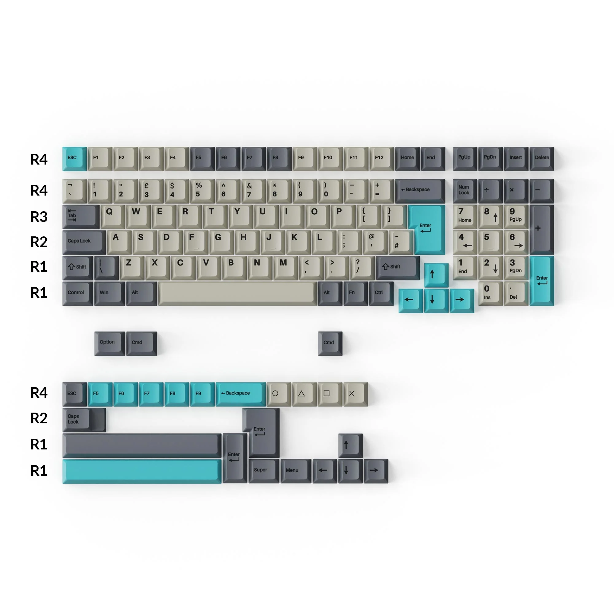 Täysi Cherry-profiili Double-Shot PBT -näppäinhattusarja - Dolch Blue